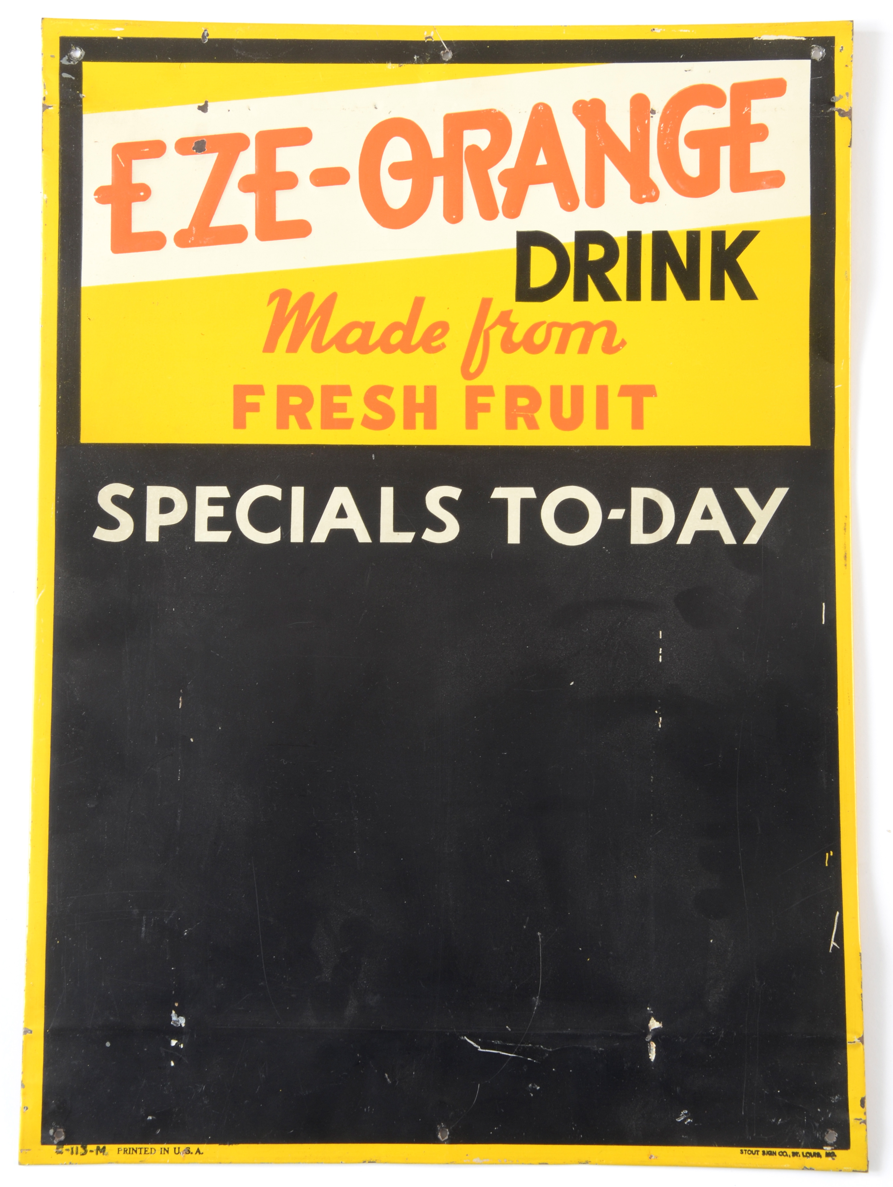 Vintage Eze-Orange Drink Specials Sign