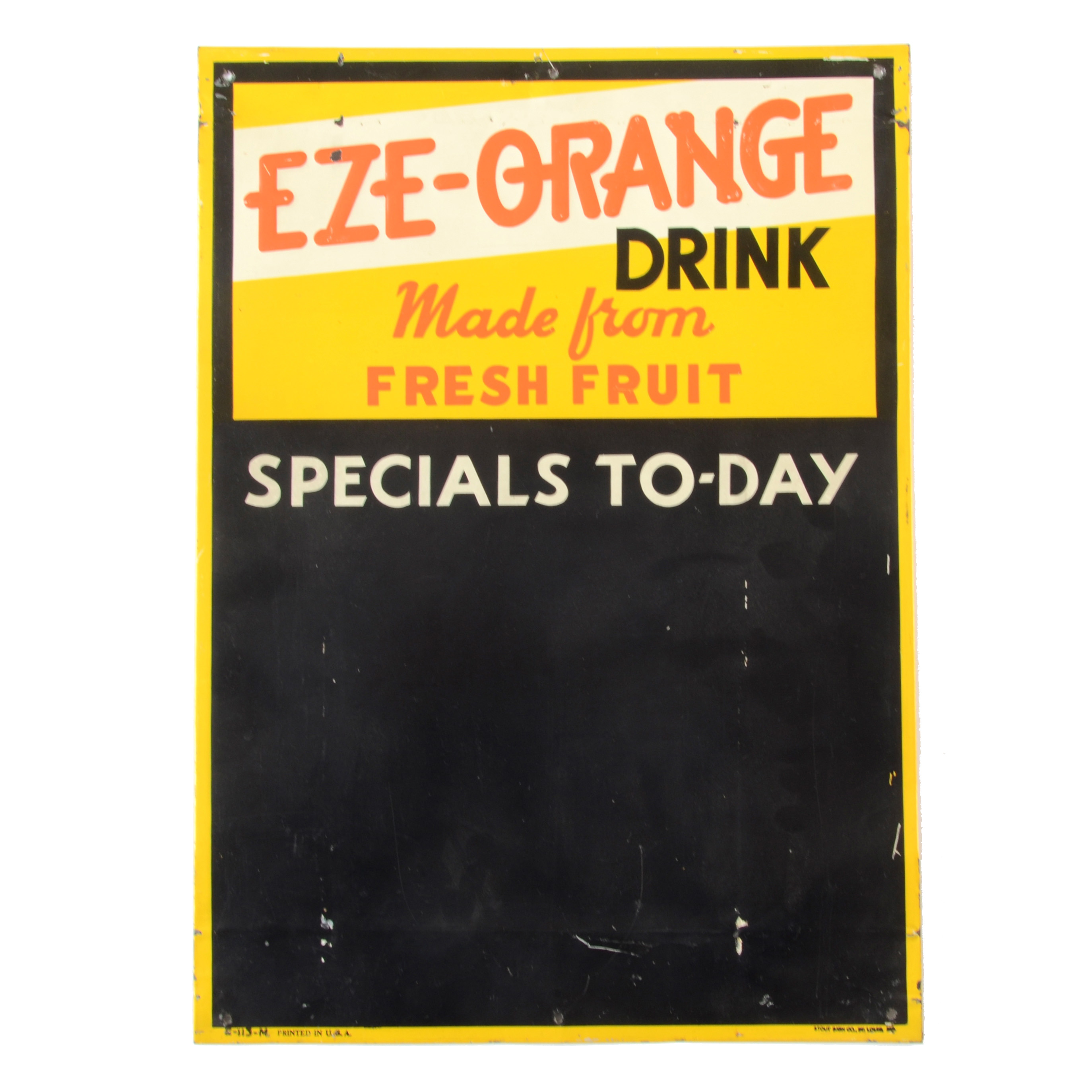 Vintage Eze-Orange Drink Specials Sign