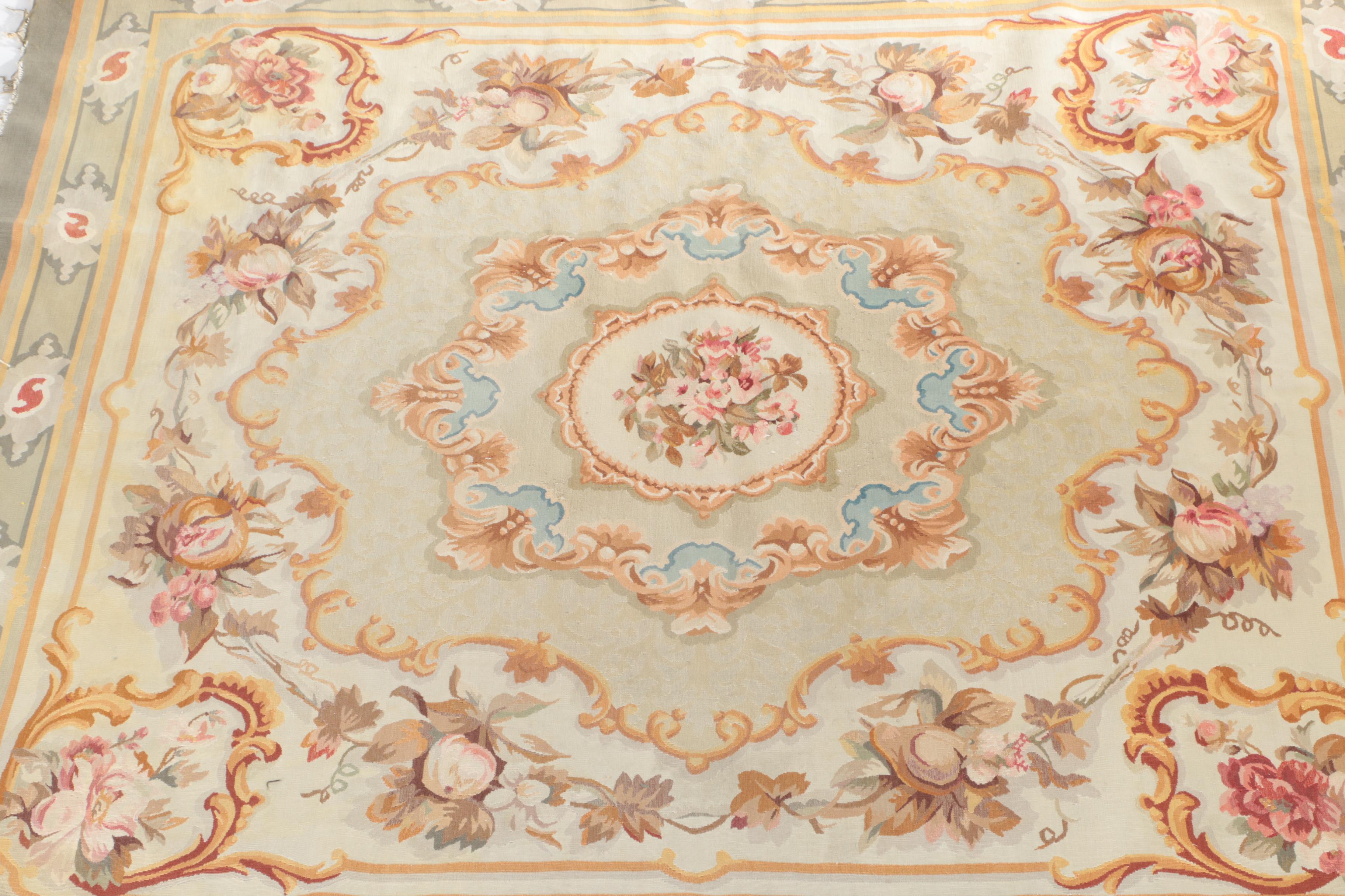 Handmade Aubusson-Style Area Rug