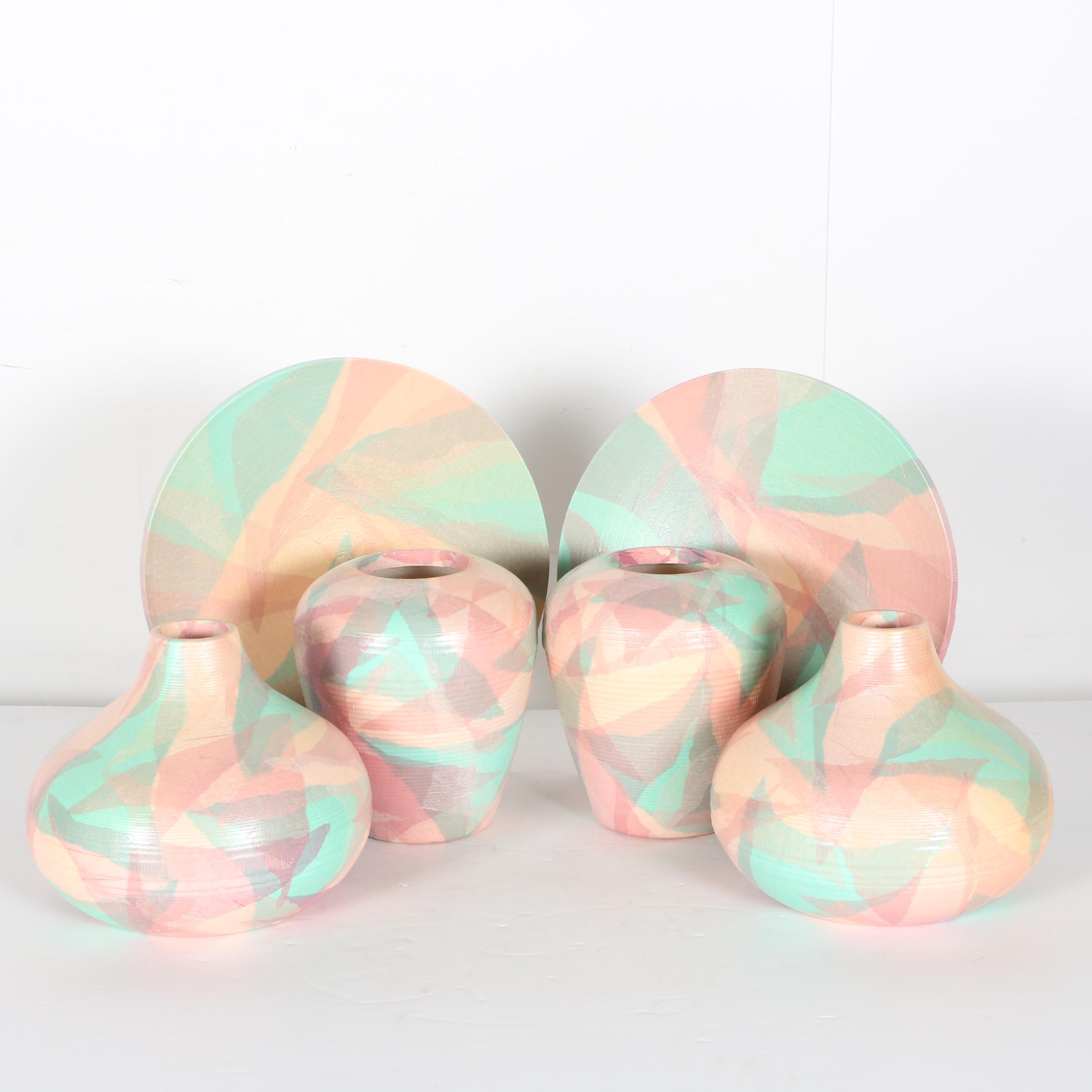 Collection of Signed Sonia Knasin Corrugated Paper Vessels