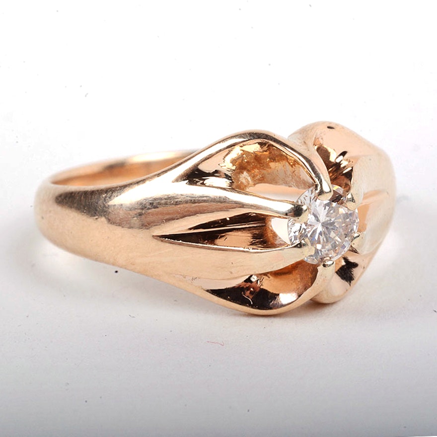 14K Yellow Gold 0.25 CT Diamond Ring