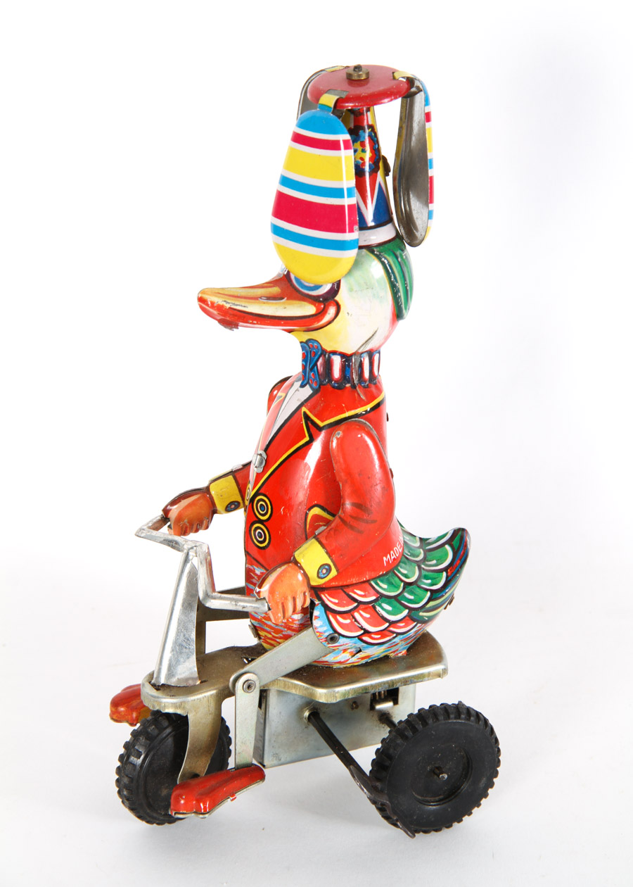 Vintage Tin Duck on a Tricycle Wind-Up Toy