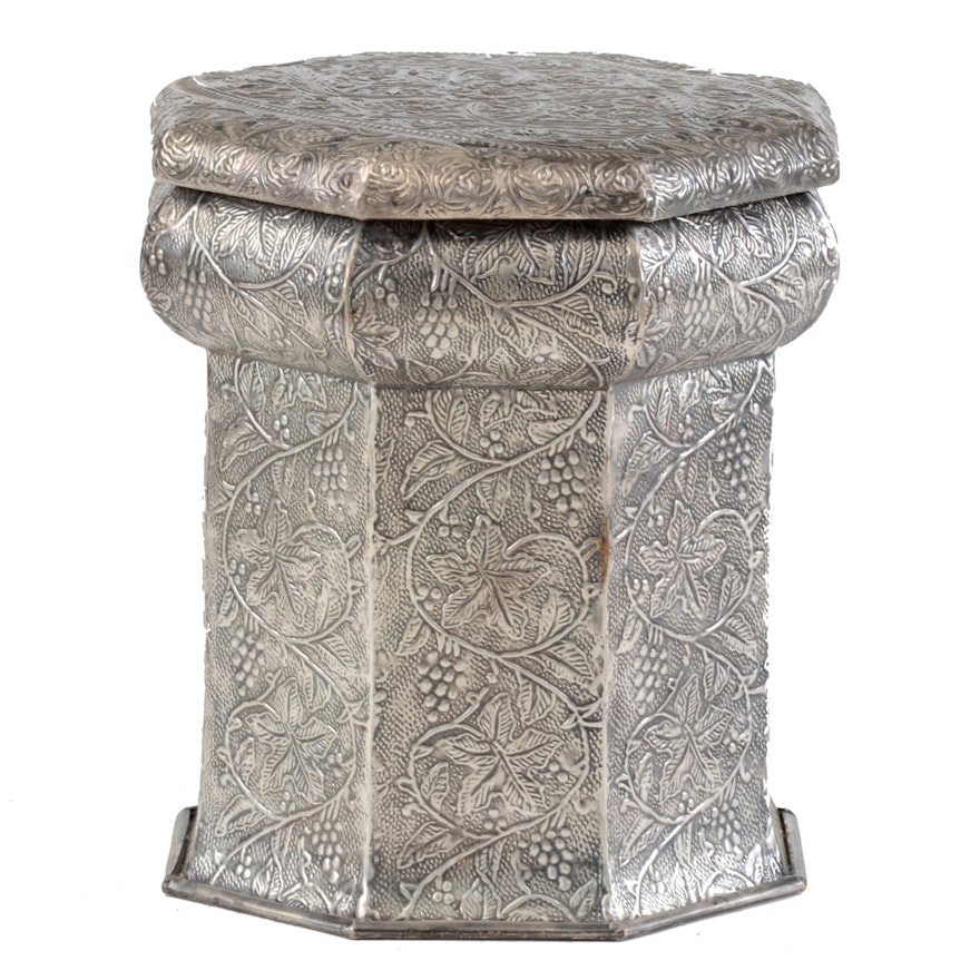 Embossed Metal Storage Stool