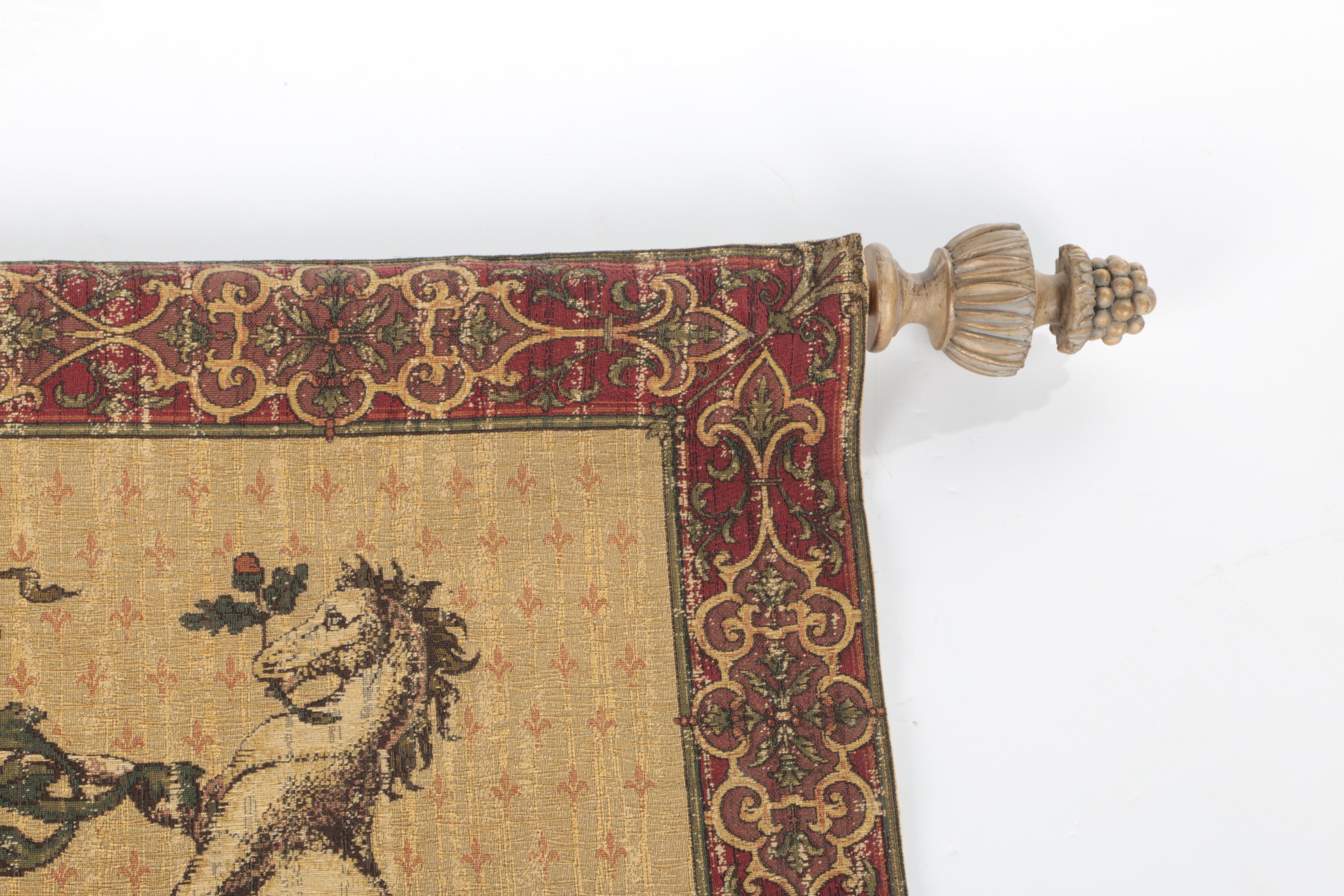 Howard Family Coat of Arms Tapestry on Display Rod
