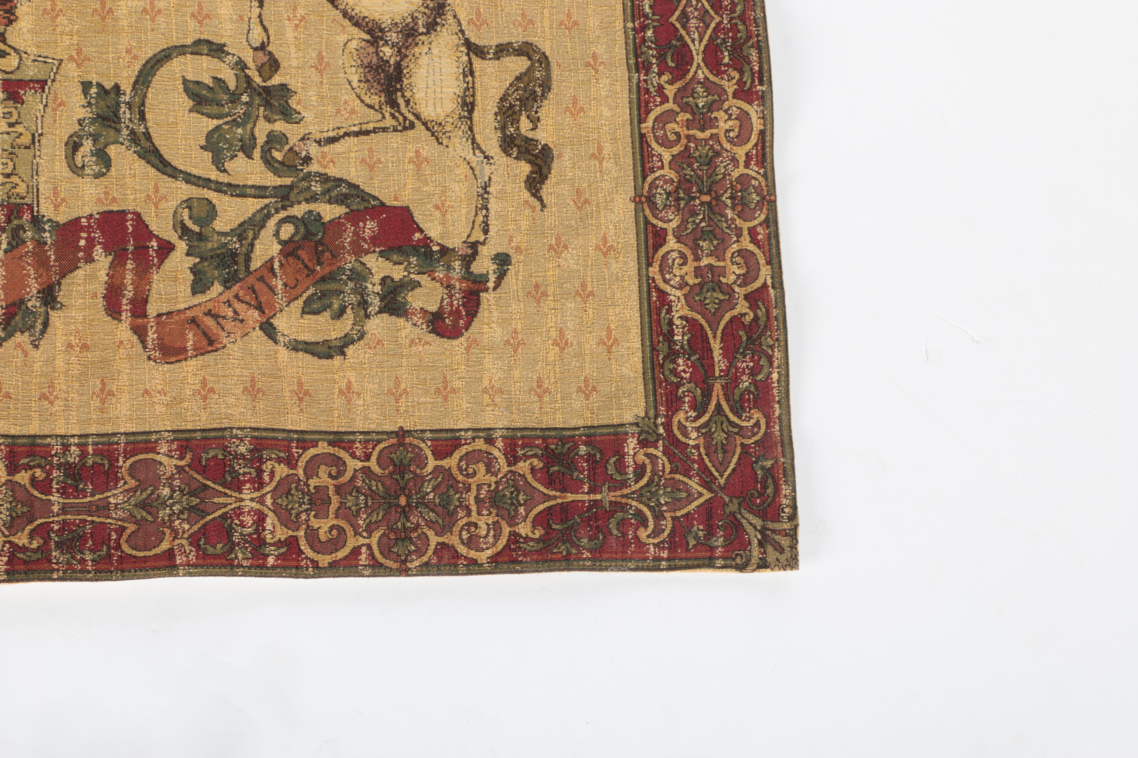 Howard Family Coat of Arms Tapestry on Display Rod