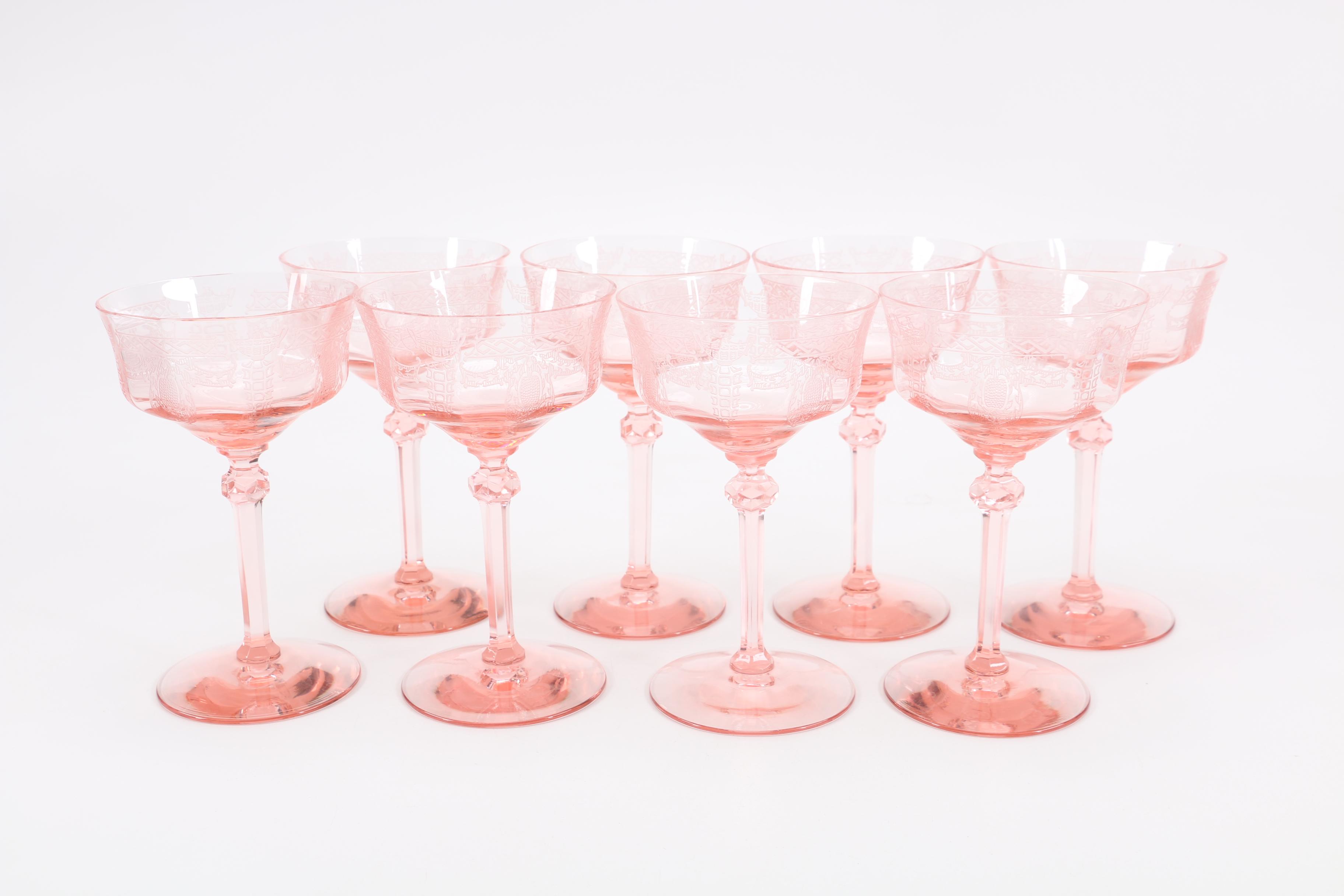 Pink Glass Champagne Coupes