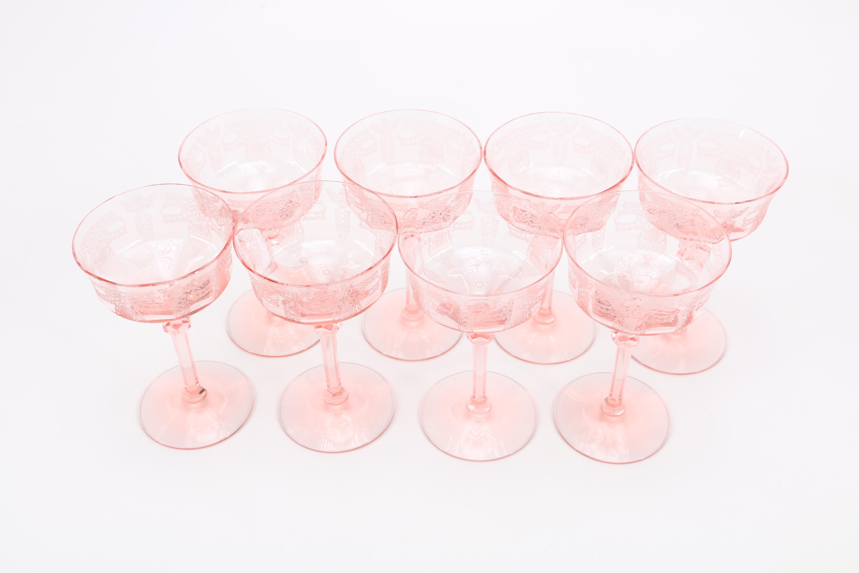 Pink Glass Champagne Coupes