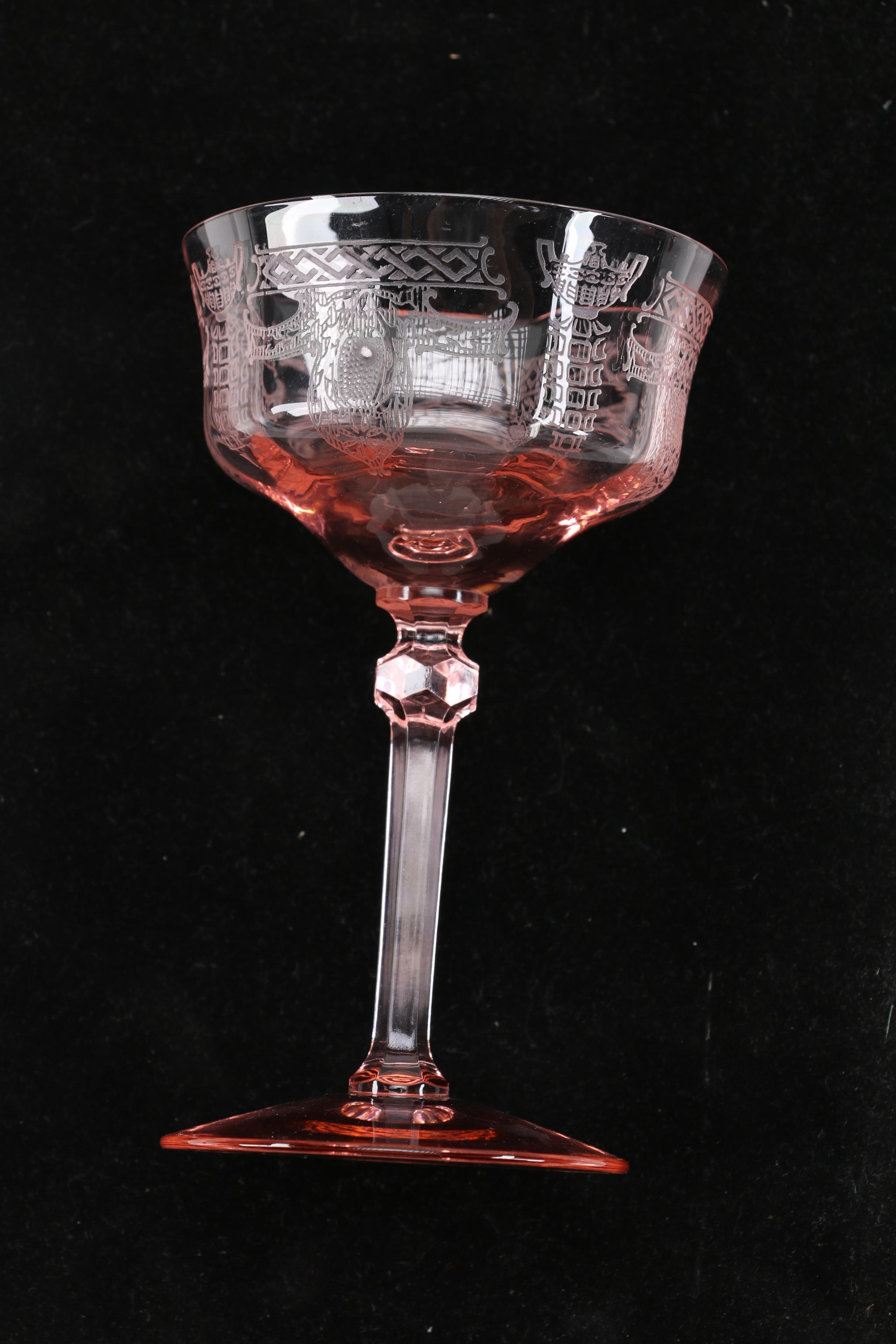 Pink Glass Champagne Coupes