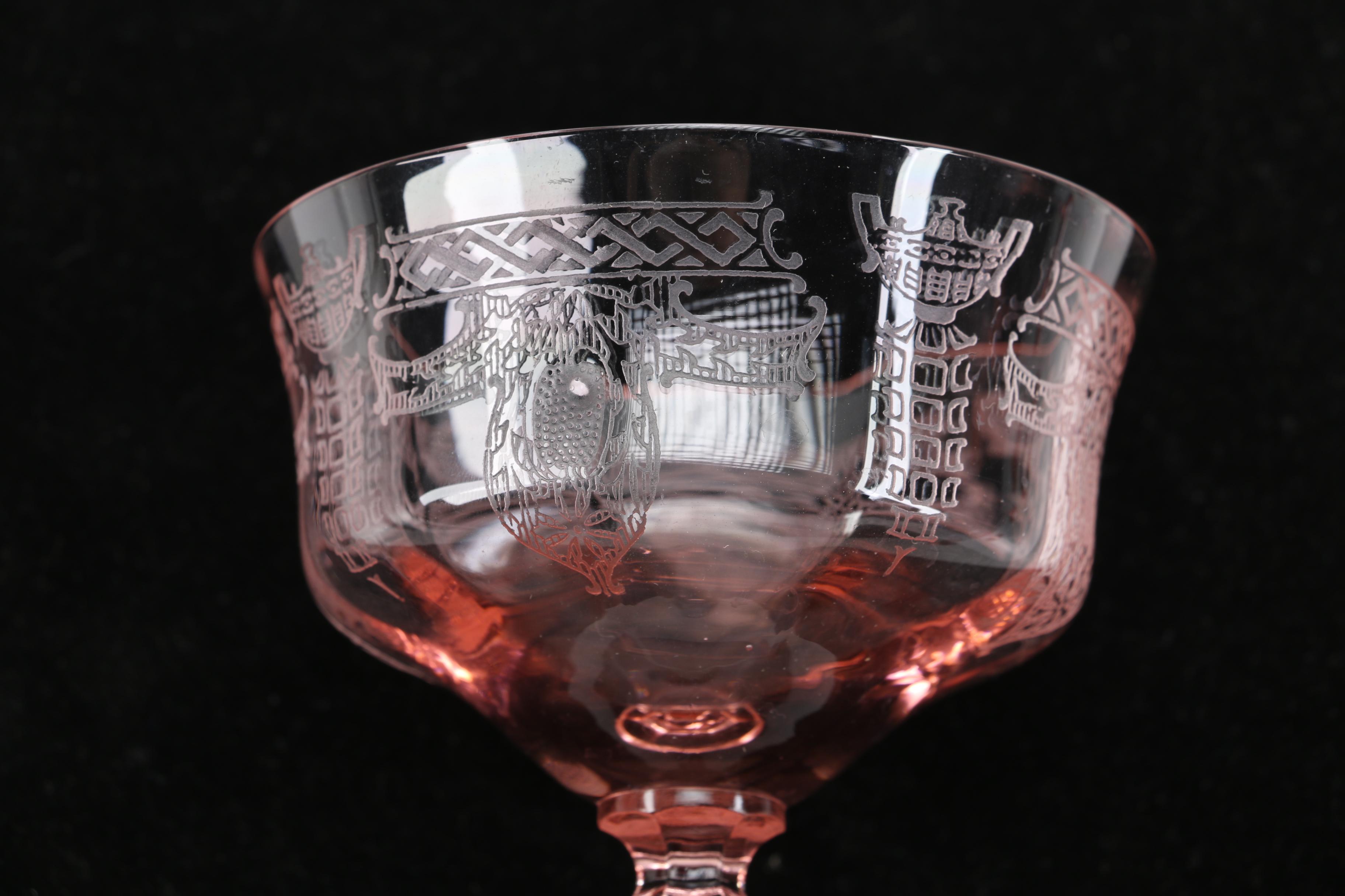 Pink Glass Champagne Coupes