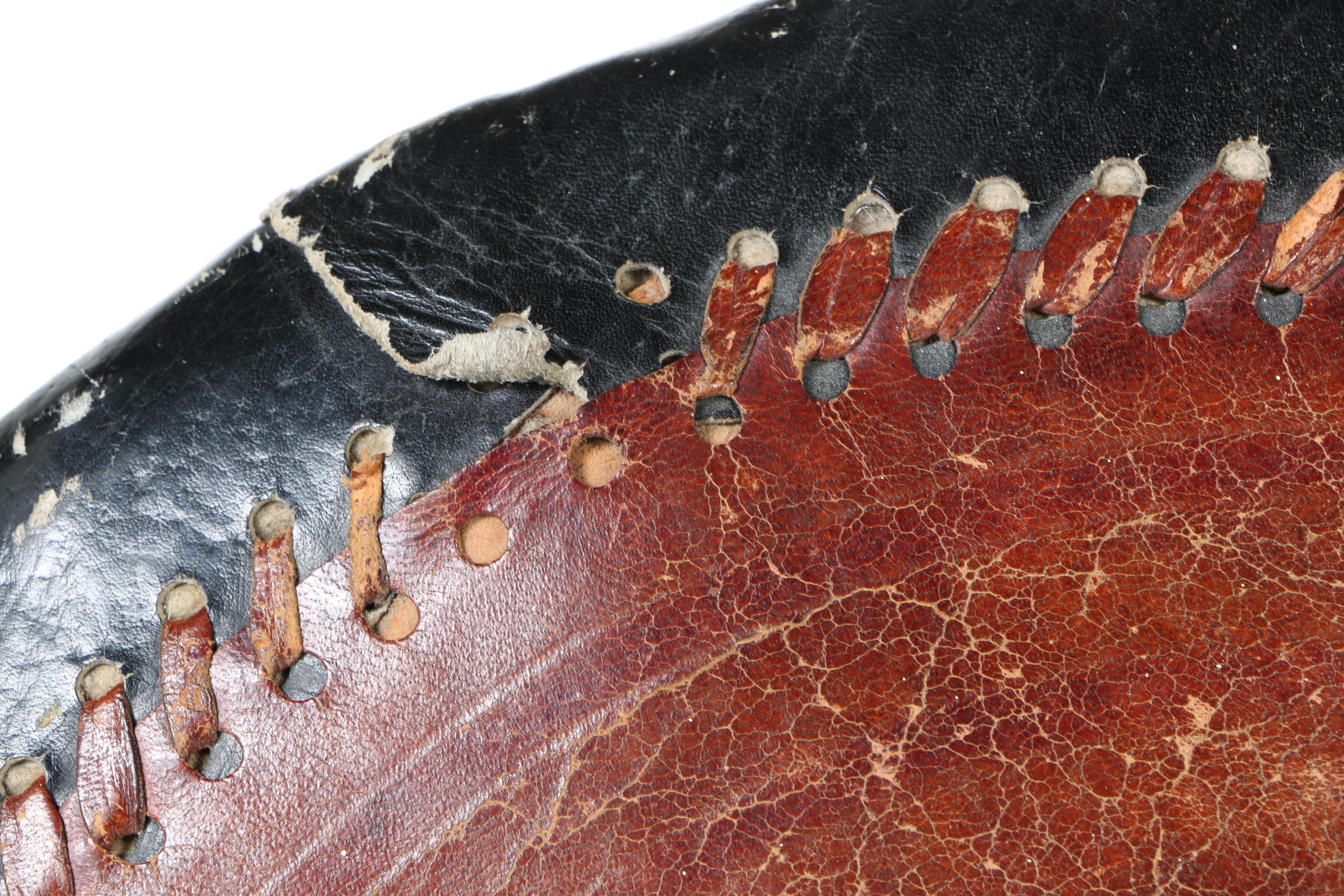 Wicker Hourglass-Shaped Footstool With Leather Top