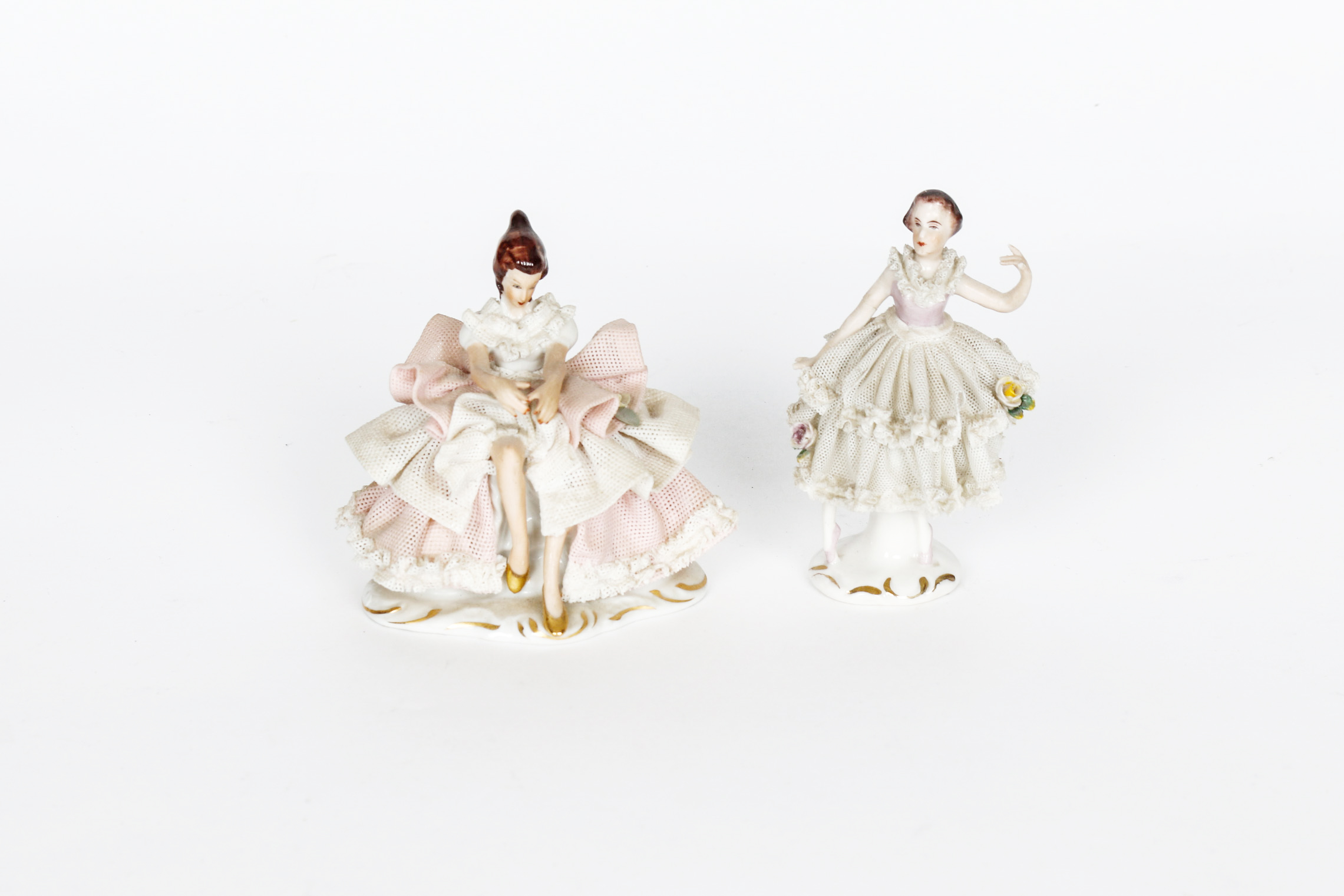 Pair of Porcelain Lace Figurines including Dresden
