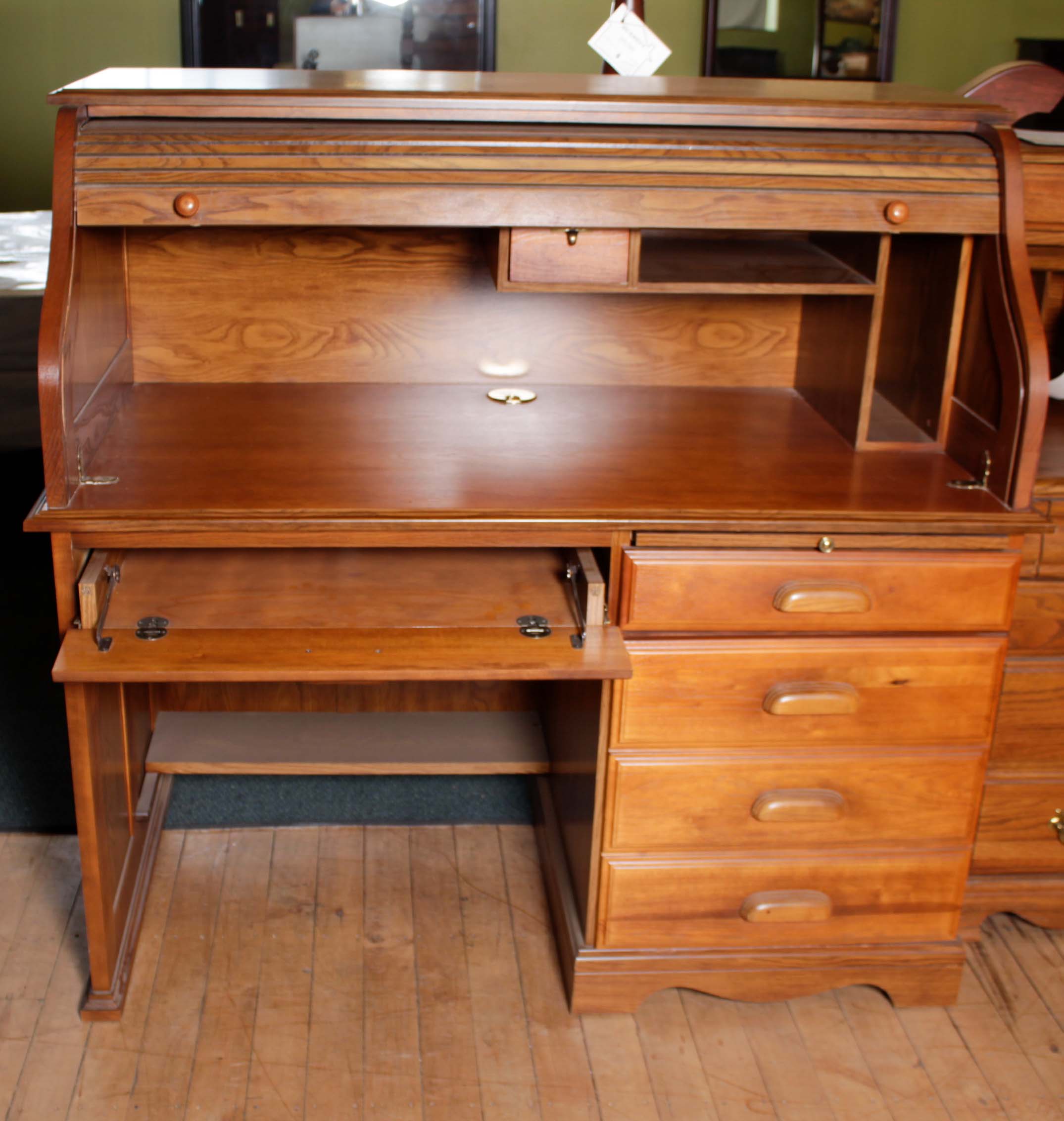 DMI Furniture Oak Roll Top Computer Desk