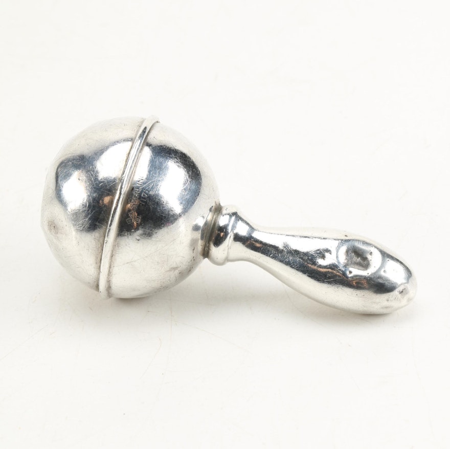 Lunt Silversmiths Monogrammed Sterling Silver Baby Rattle