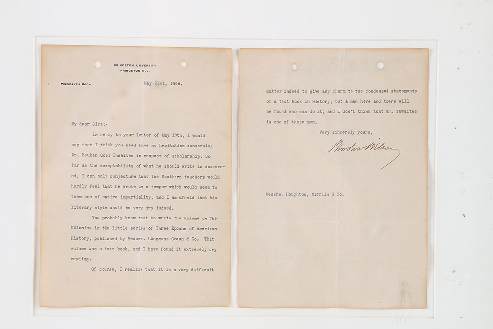 1908 Woodrow Wilson Signed Letter