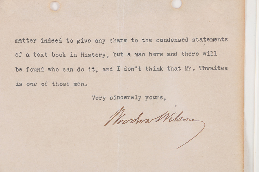 1908 Woodrow Wilson Signed Letter