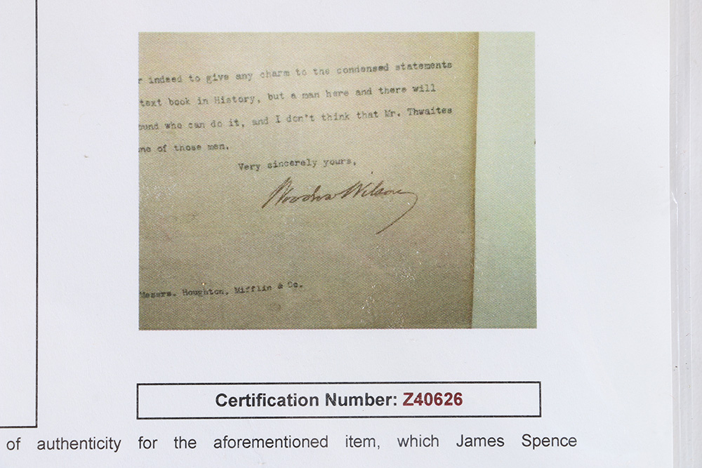 1908 Woodrow Wilson Signed Letter