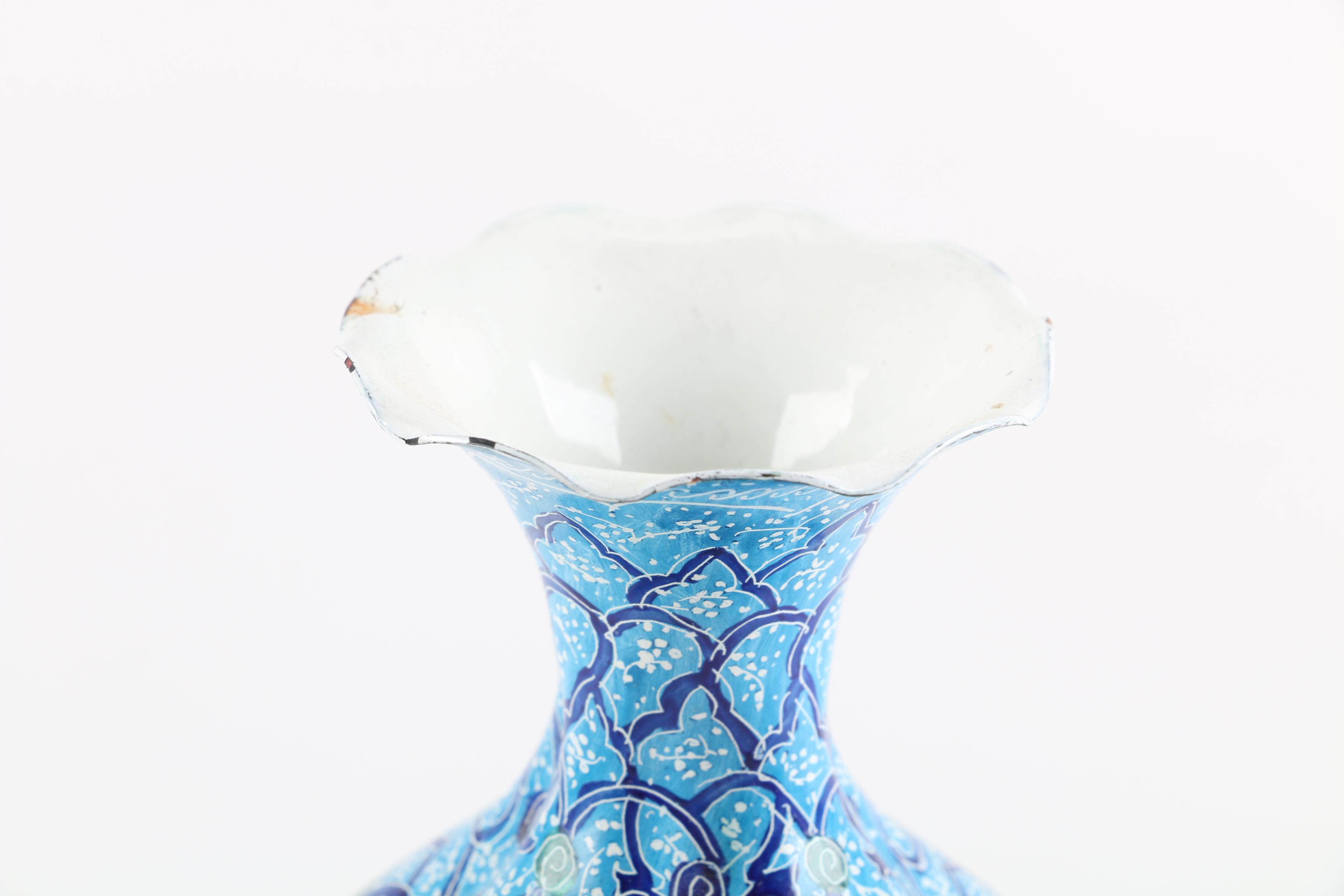 Selection of Hand-Painted Enameled Metal Iznik-Style Vases