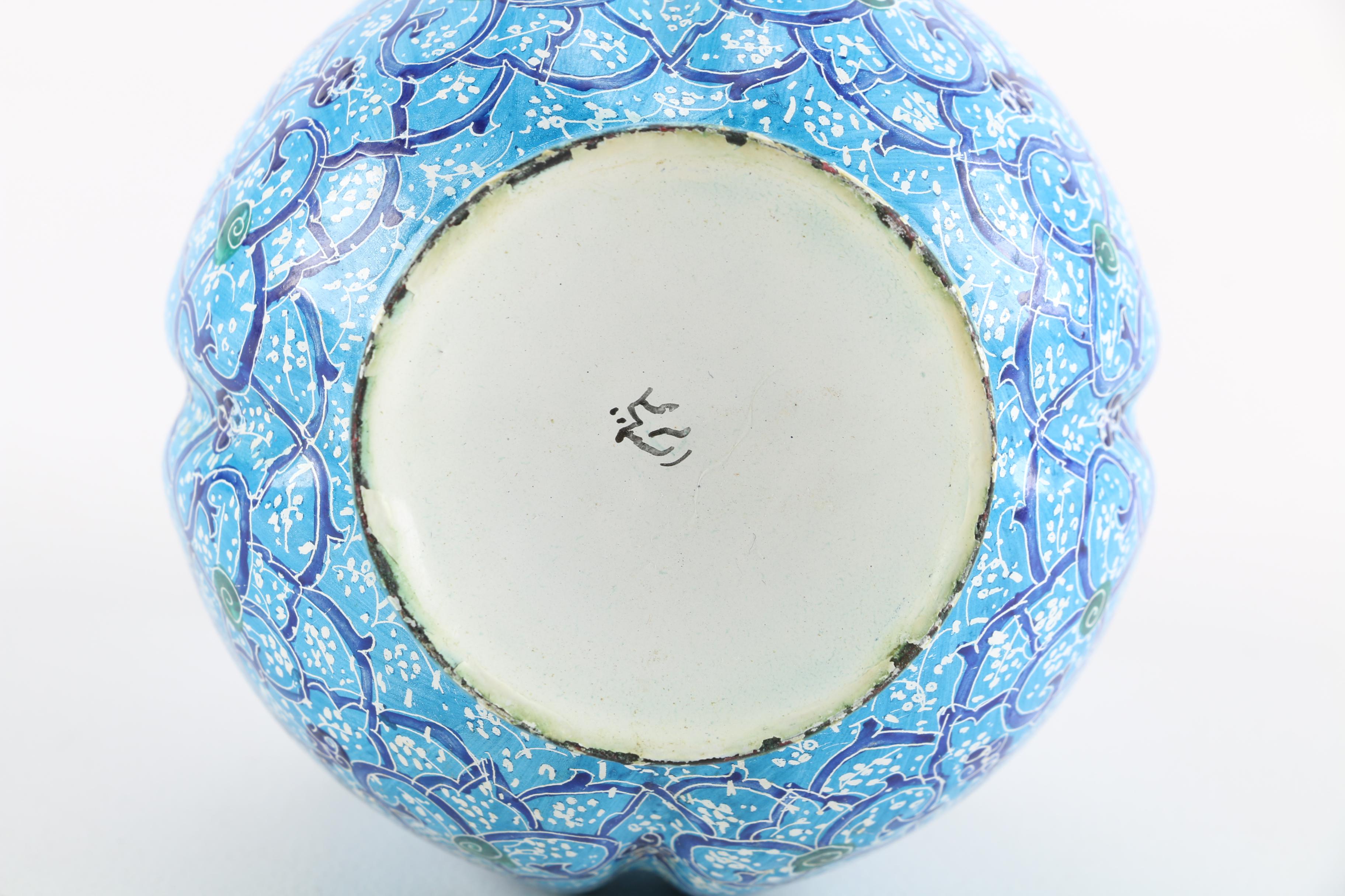 Selection of Hand-Painted Enameled Metal Iznik-Style Vases