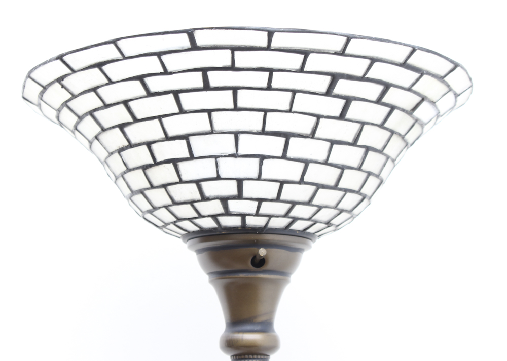 Brass and Soldered Glass Torchiere Floor Lamp