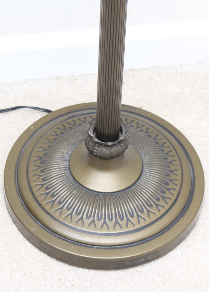 Brass and Soldered Glass Torchiere Floor Lamp