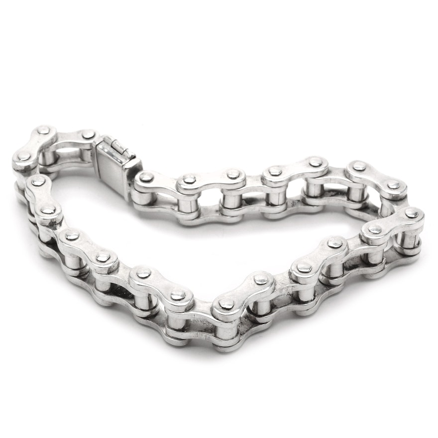 Heavy Sterling Silver Bike Chain Men's Bracelet
