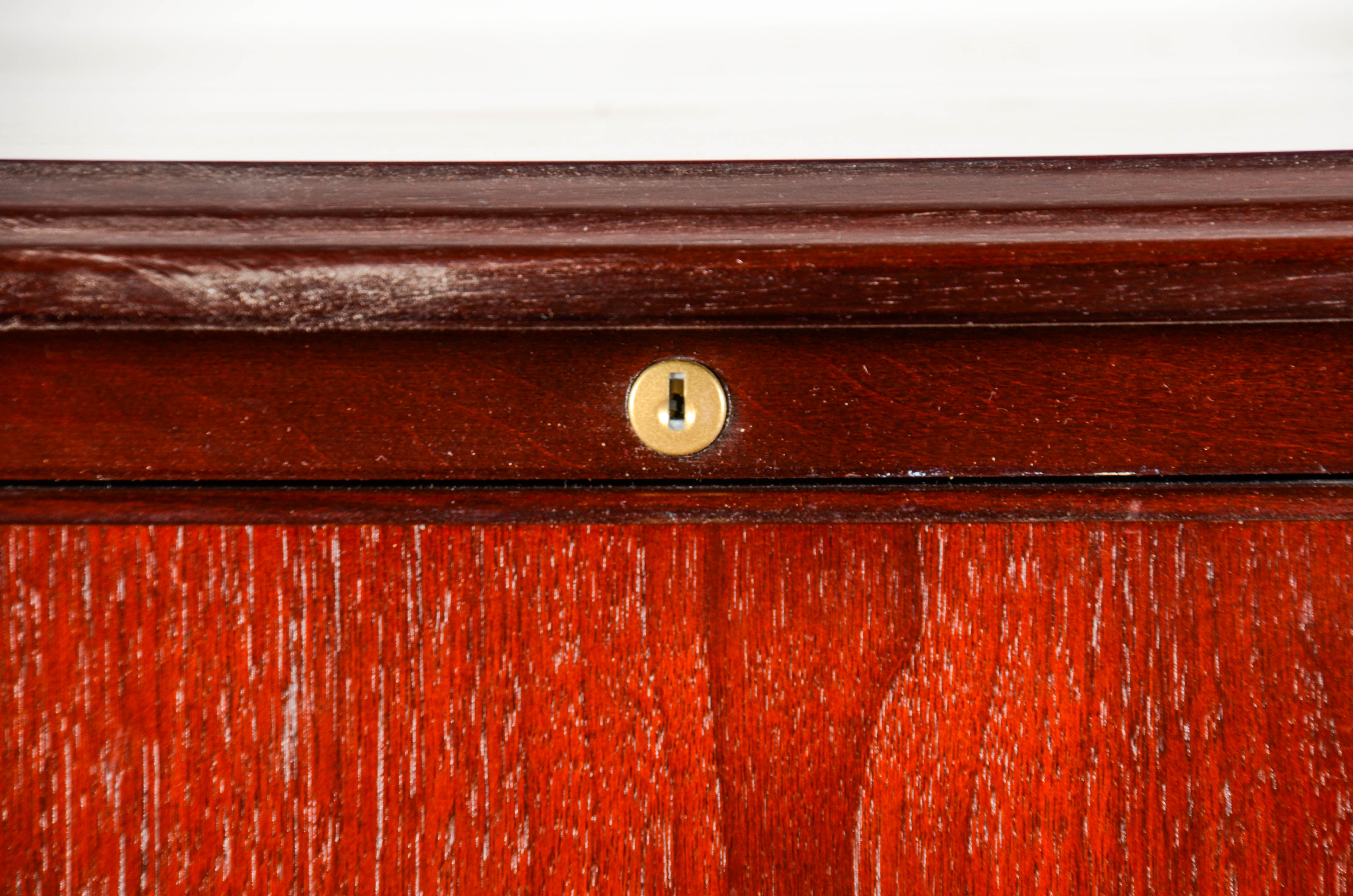 Tall Cherry Tone Wood Filing Cabinet