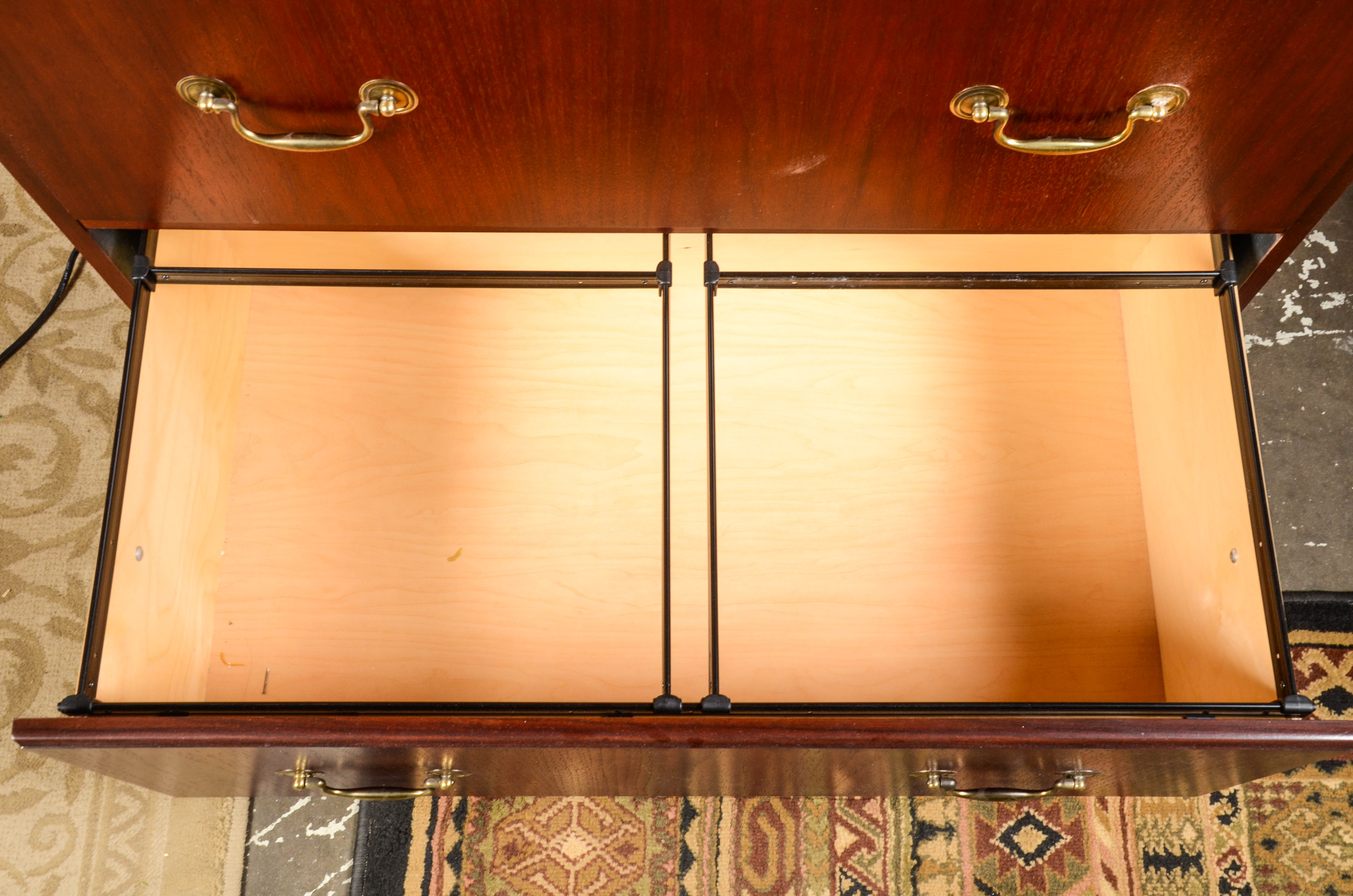 Tall Cherry Tone Wood Filing Cabinet