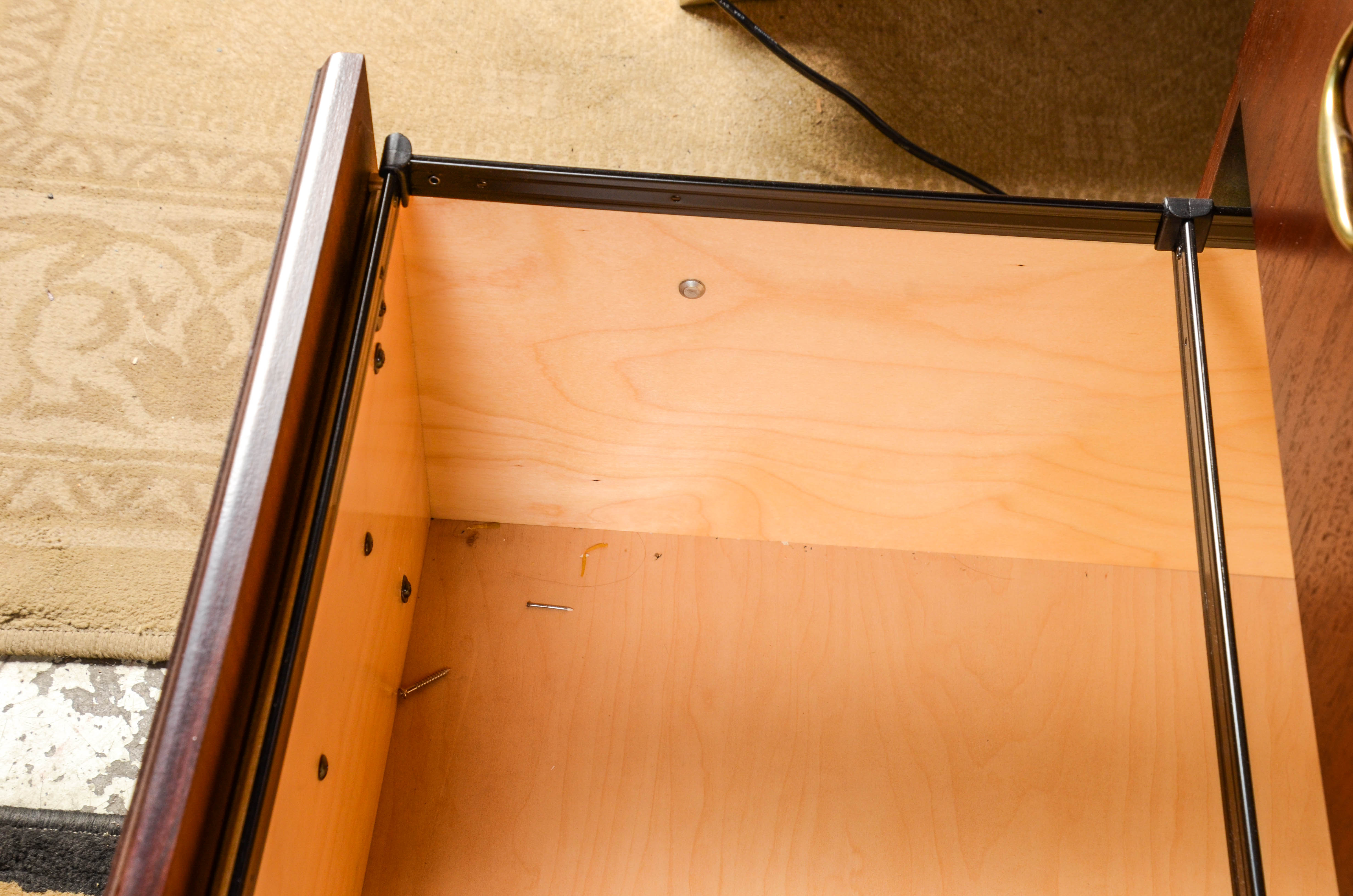 Tall Cherry Tone Wood Filing Cabinet