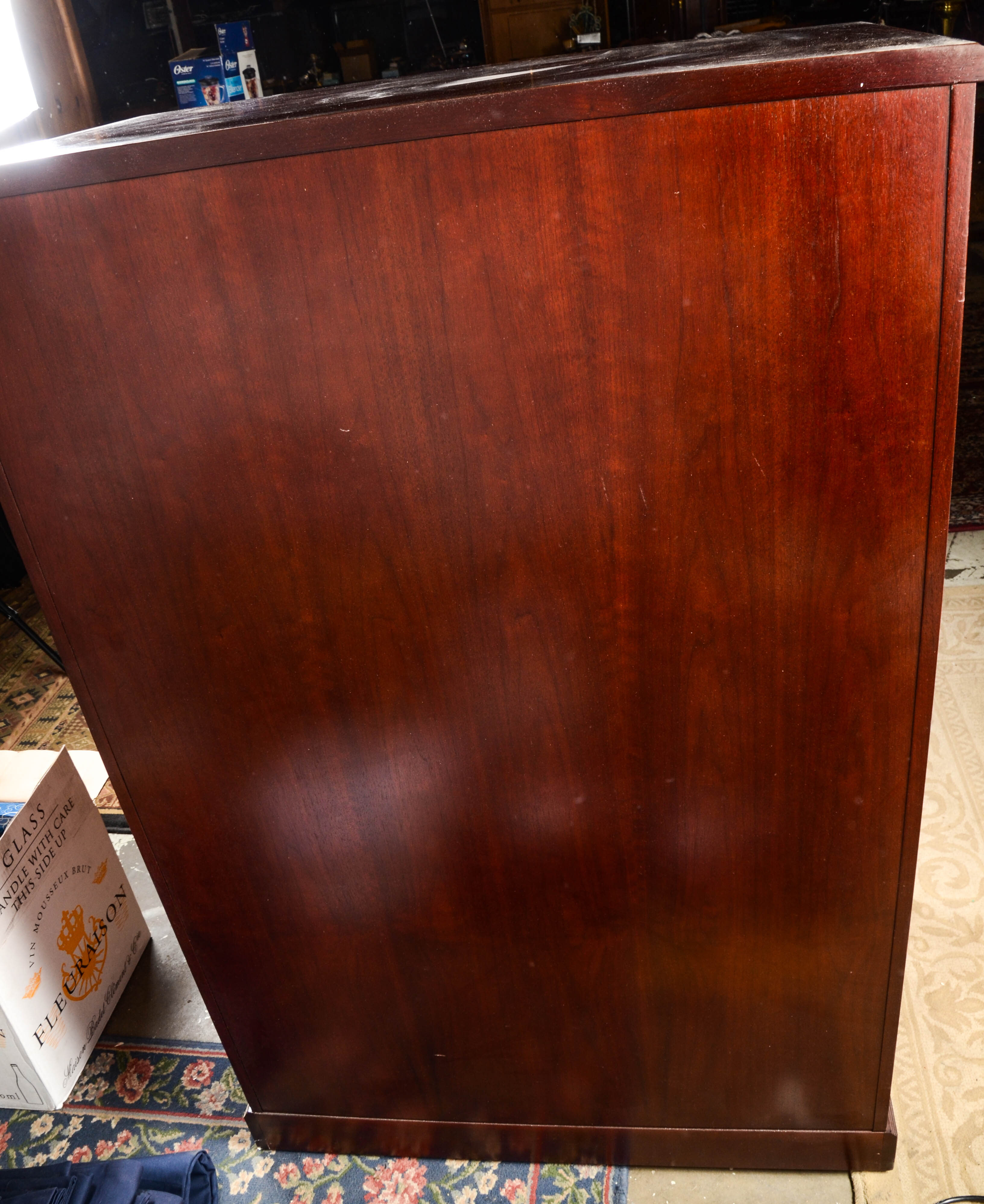 Tall Cherry Tone Wood Filing Cabinet