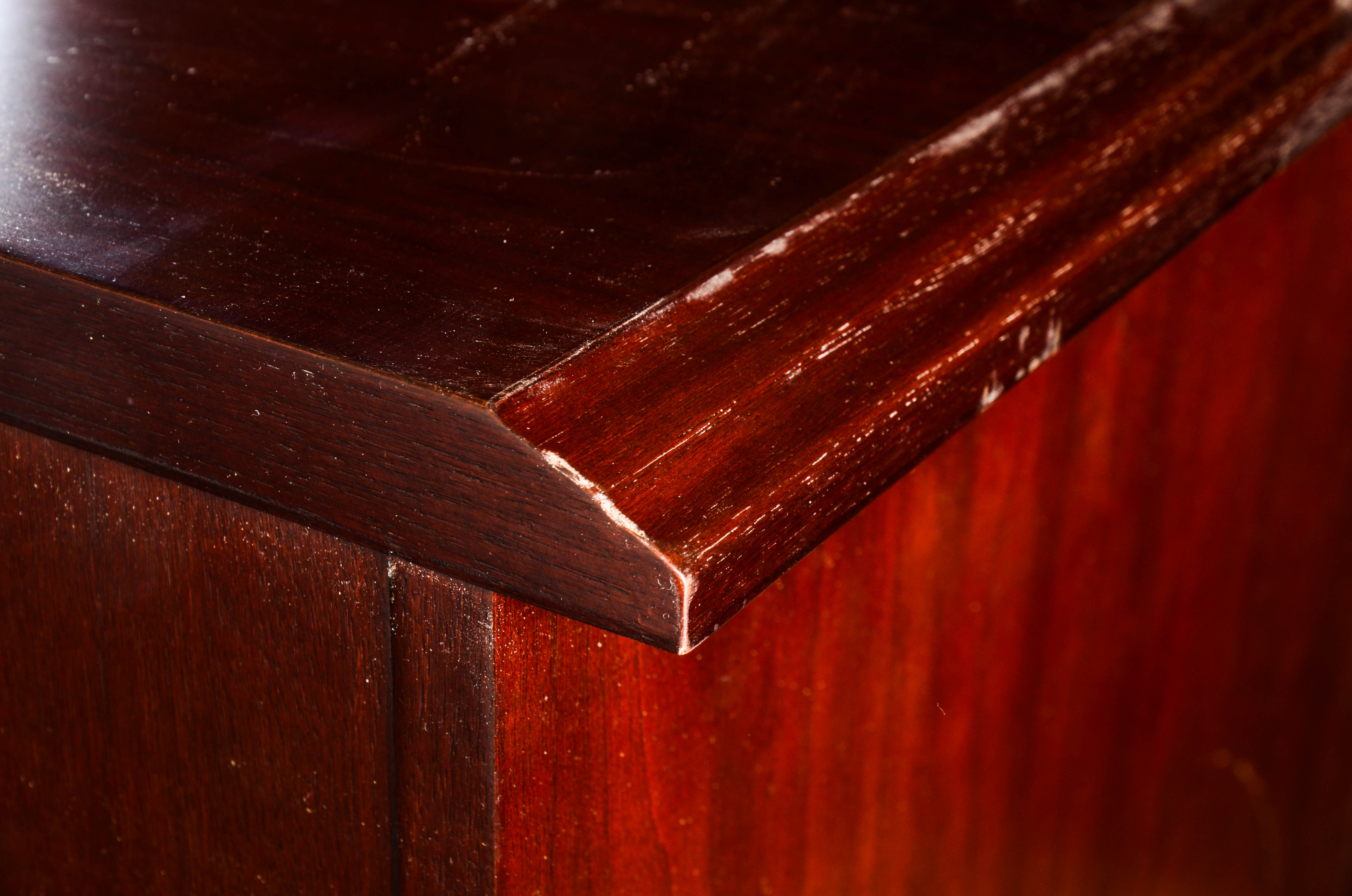 Tall Cherry Tone Wood Filing Cabinet