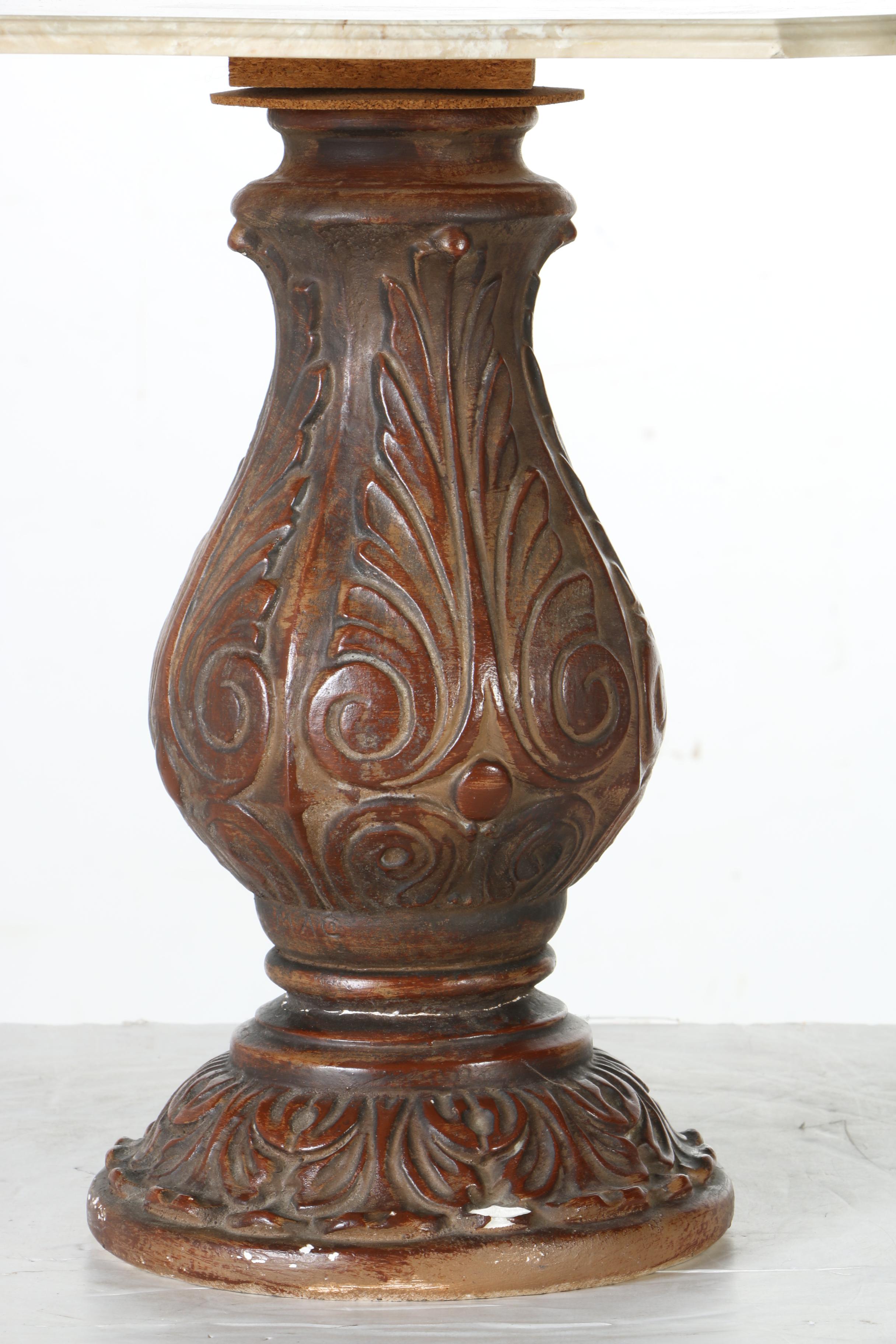 Marble Top Pedestal Side Table