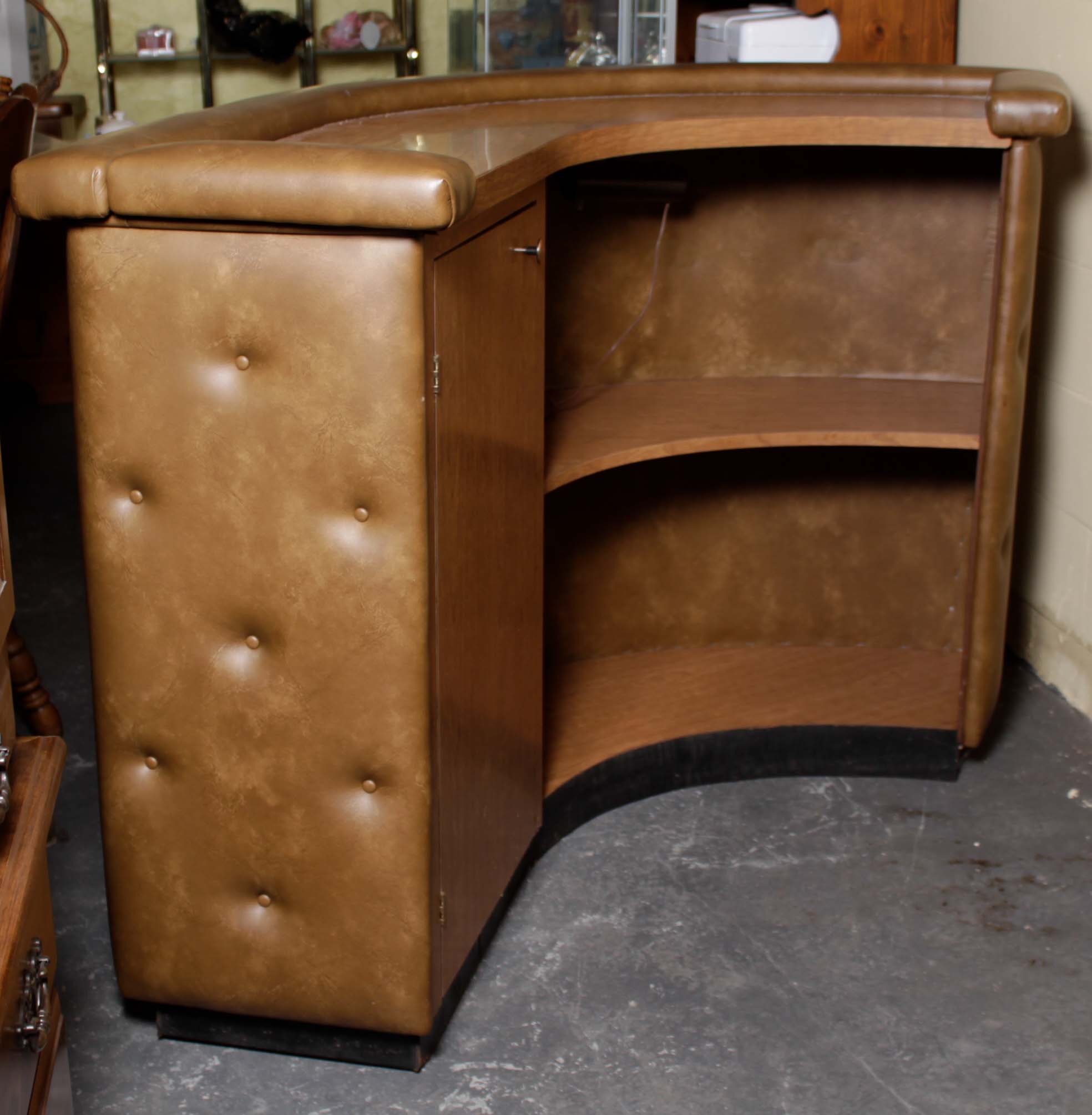 Vinyl-Upholstered Portable Corner Bar