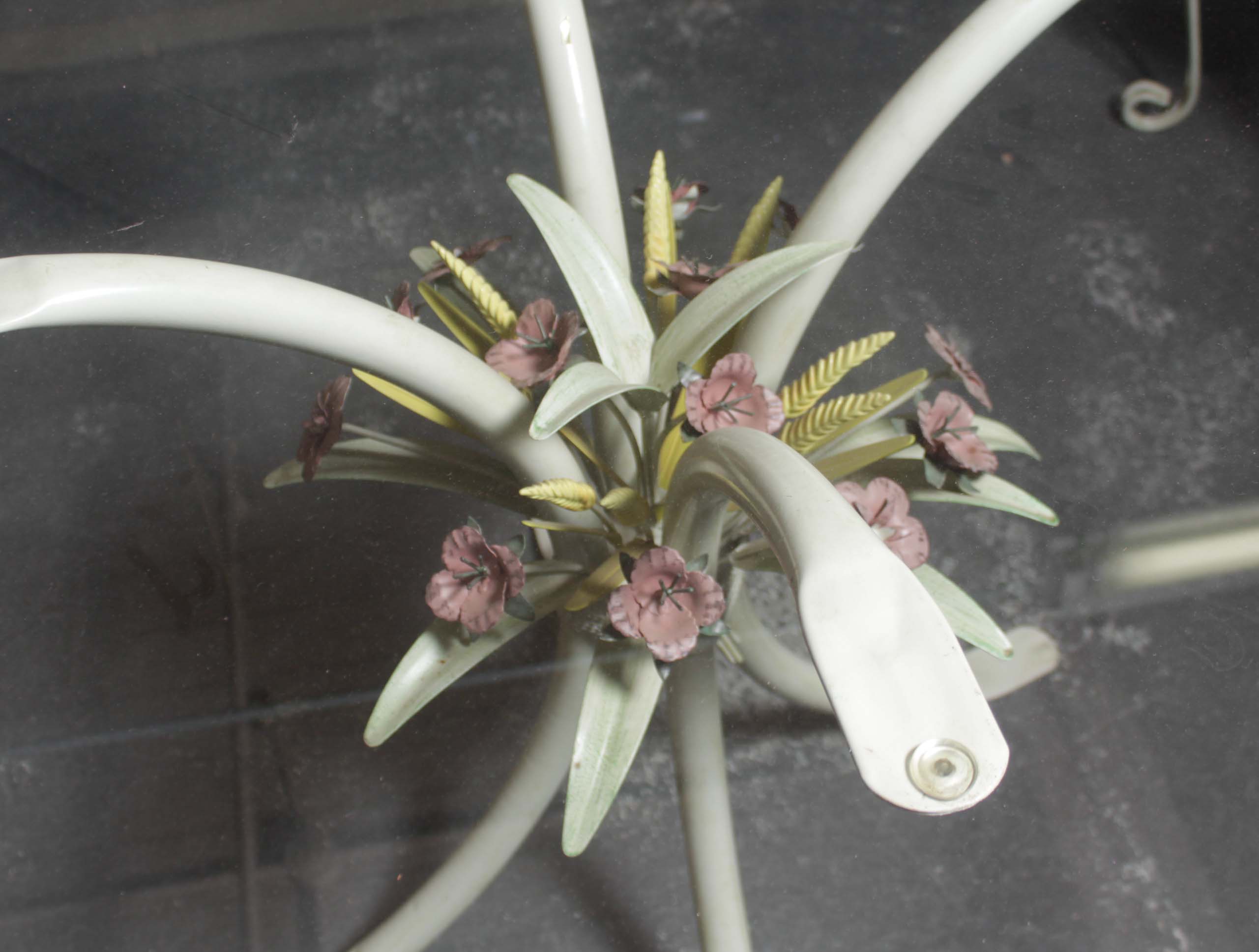 Patio Dining Table and Chairs With Tole Flowers