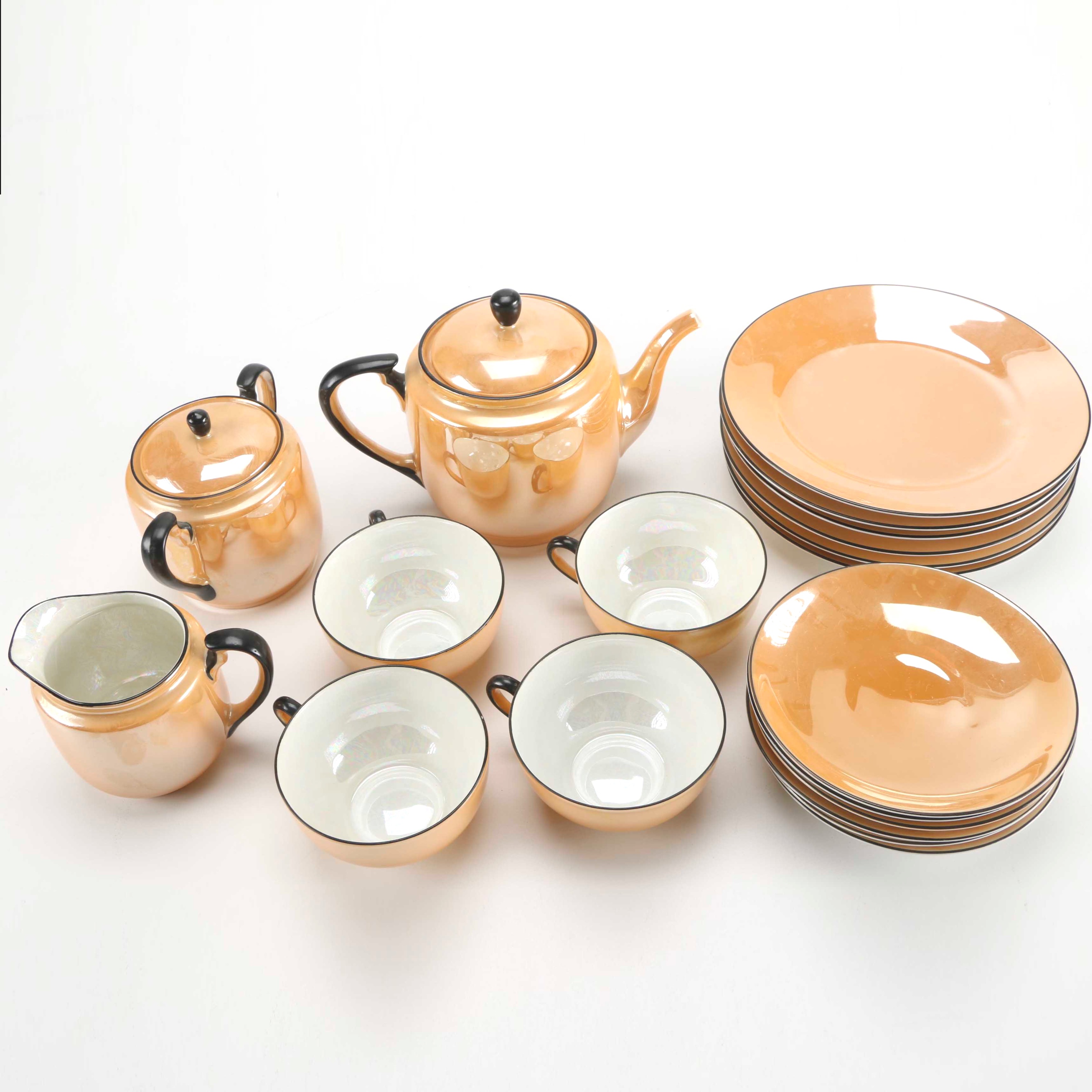 Noritake Orange Lusterware China Tea Set