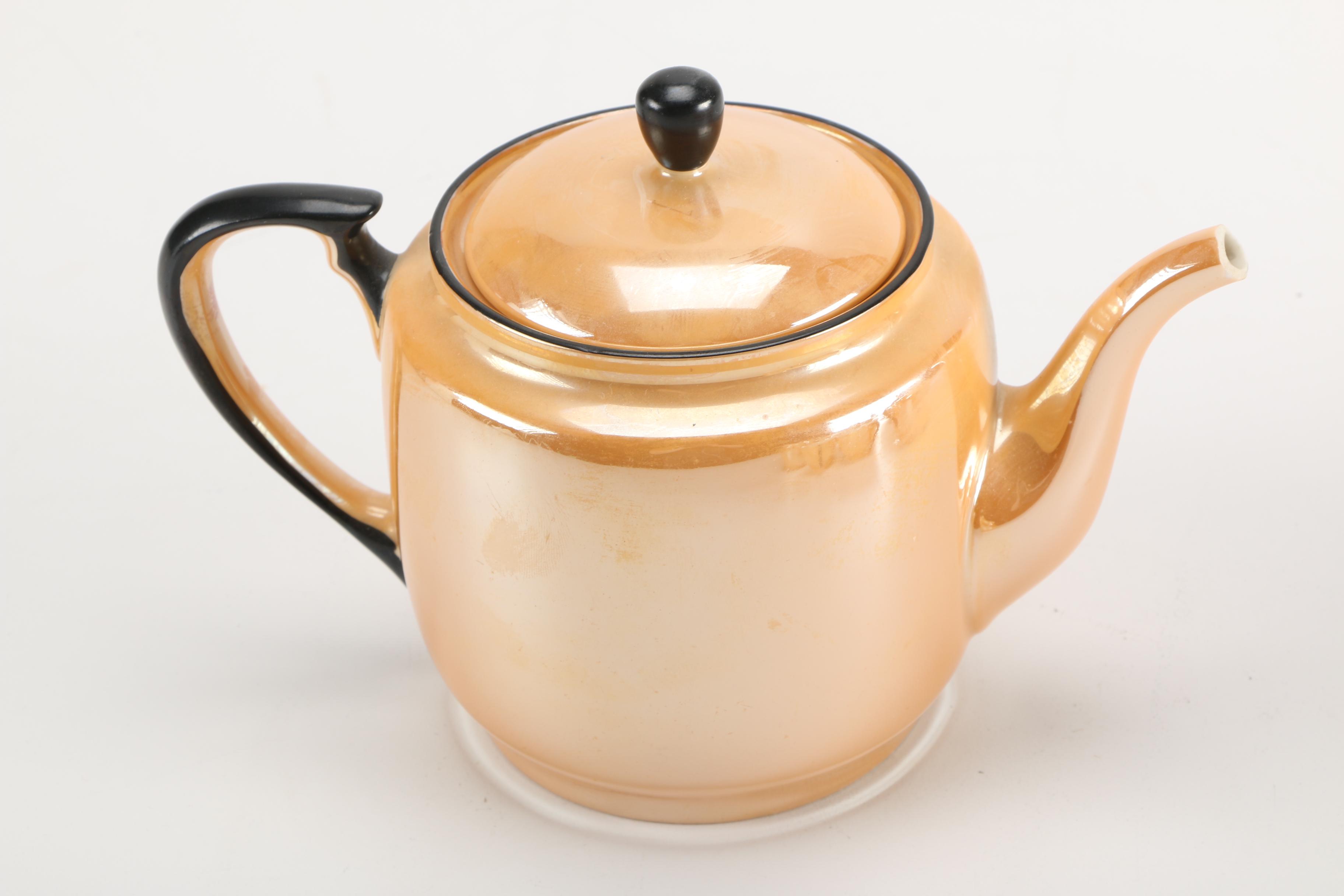 Noritake Orange Lusterware China Tea Set