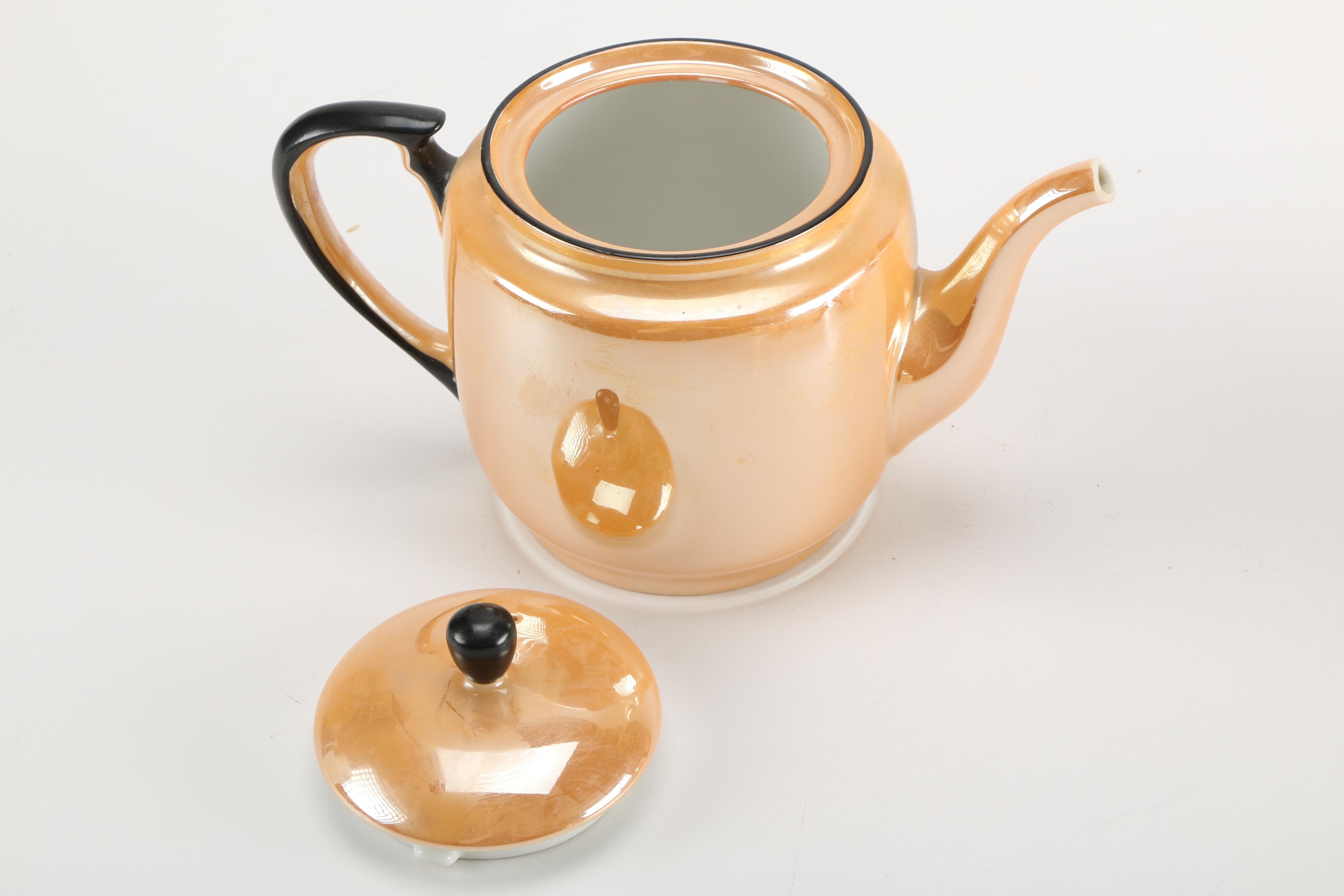 Noritake Orange Lusterware China Tea Set