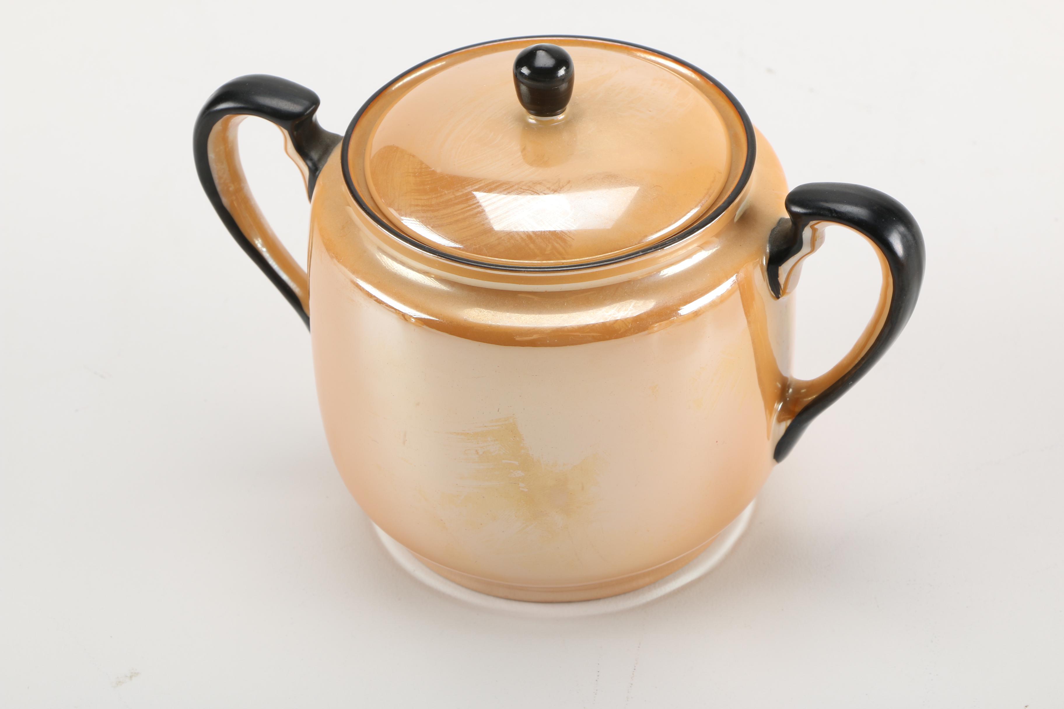 Noritake Orange Lusterware China Tea Set