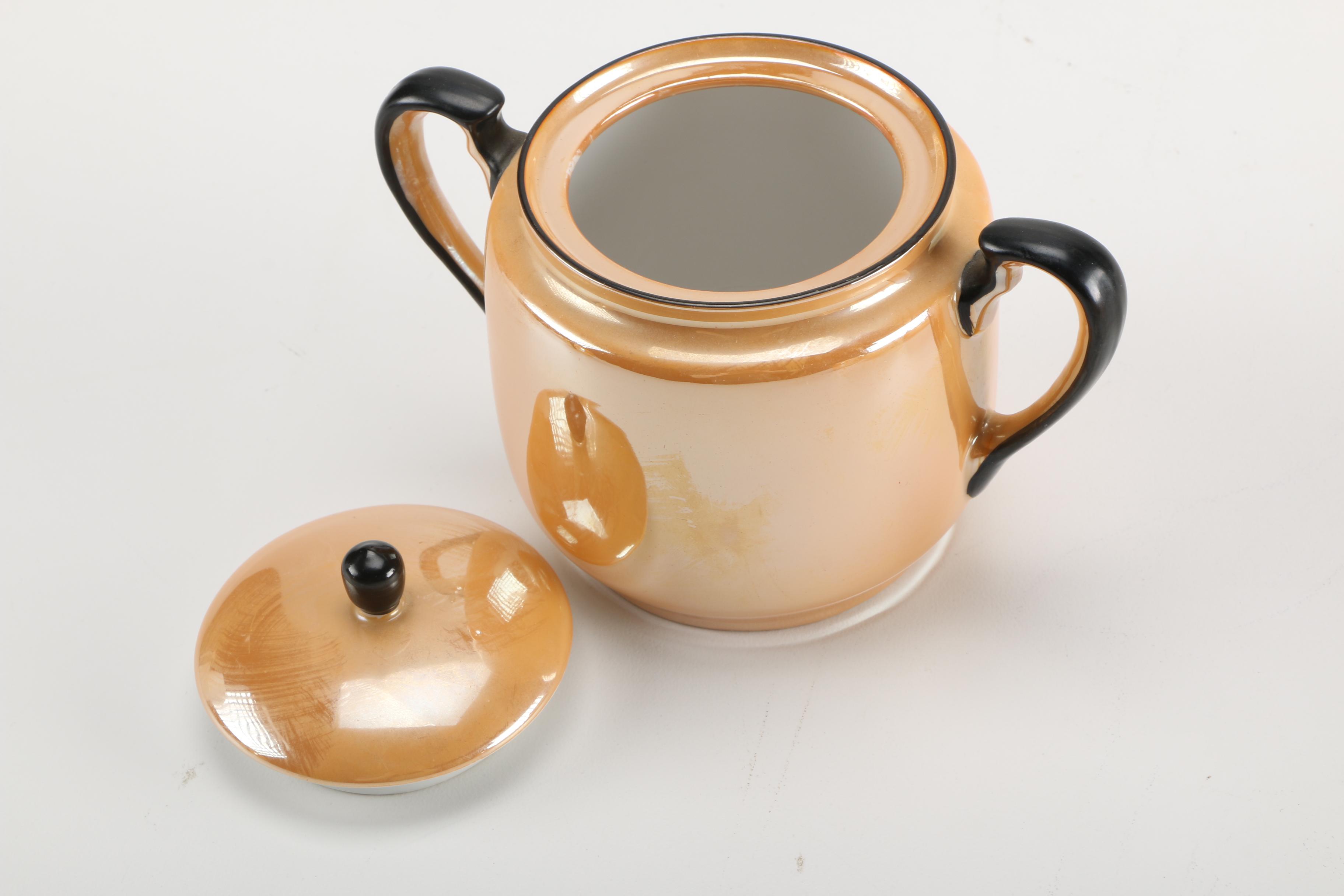 Noritake Orange Lusterware China Tea Set