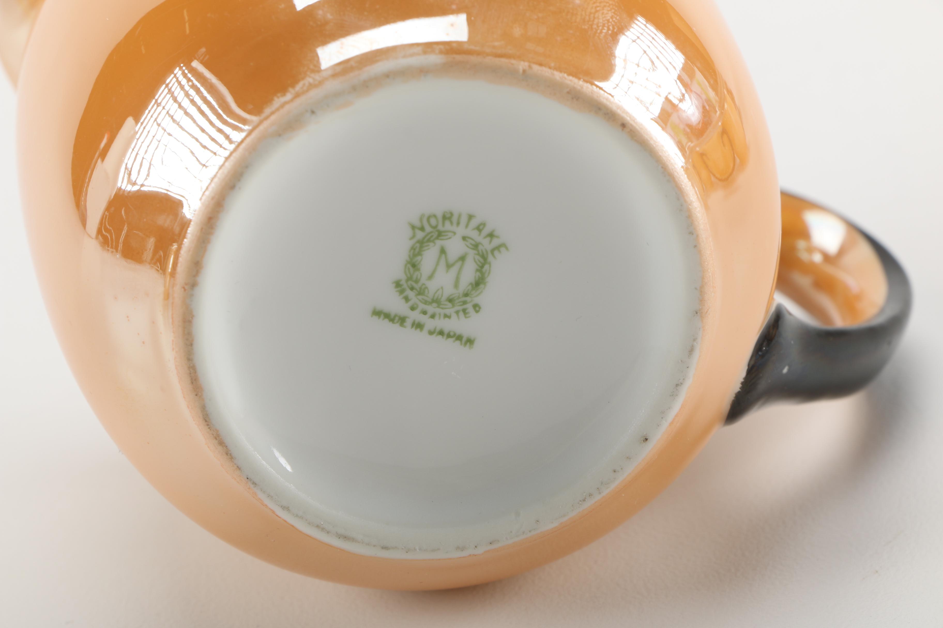 Noritake Orange Lusterware China Tea Set