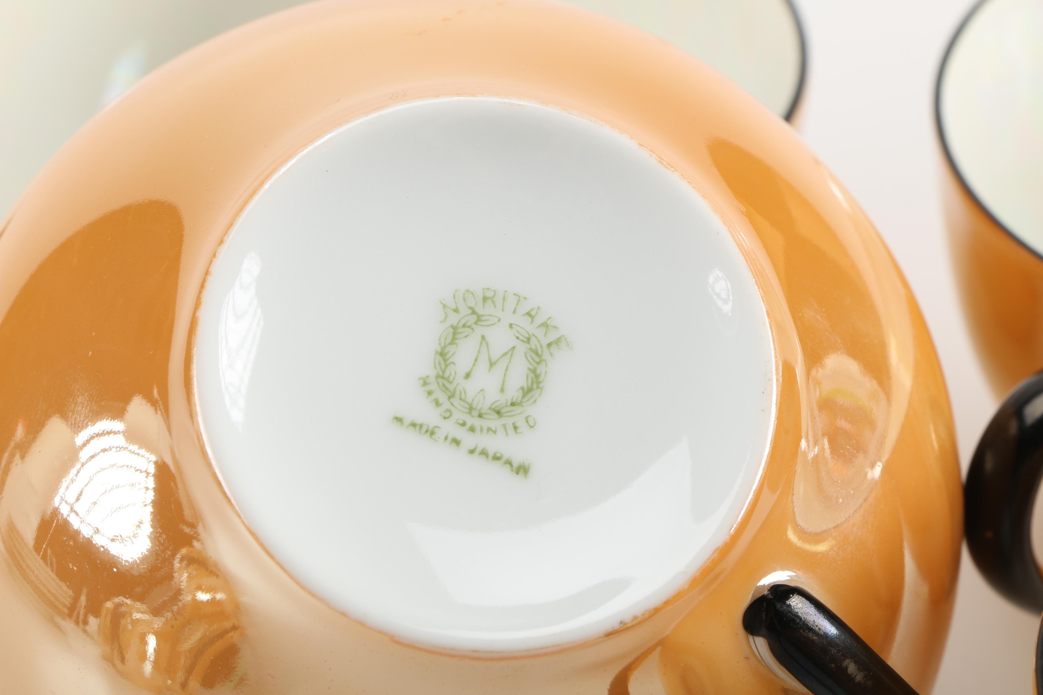 Noritake Orange Lusterware China Tea Set