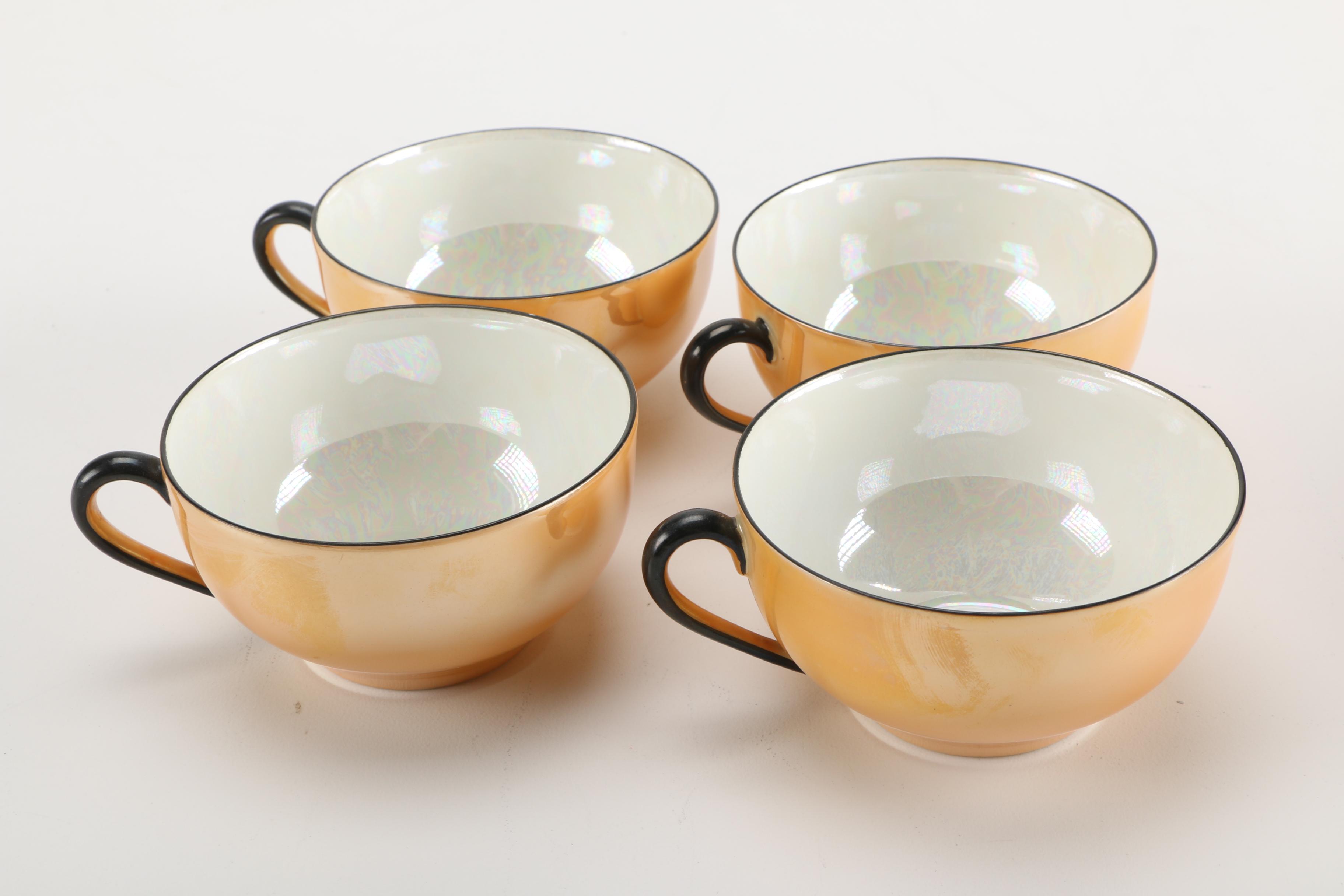 Noritake Orange Lusterware China Tea Set