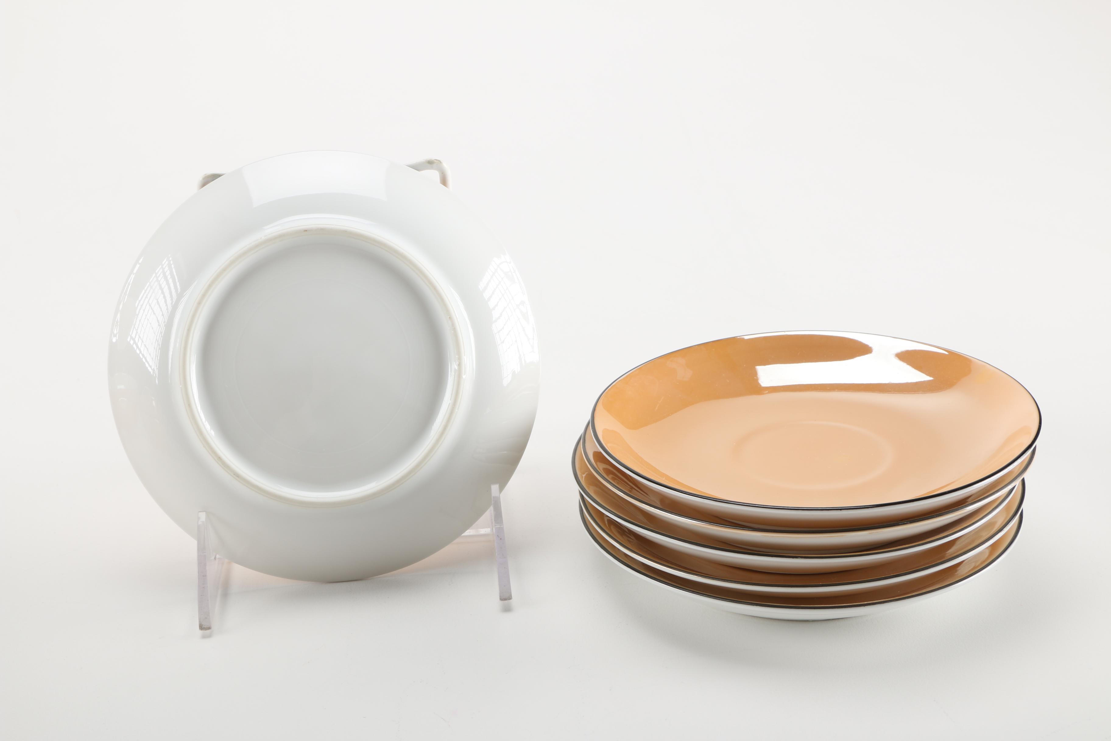 Noritake Orange Lusterware China Tea Set