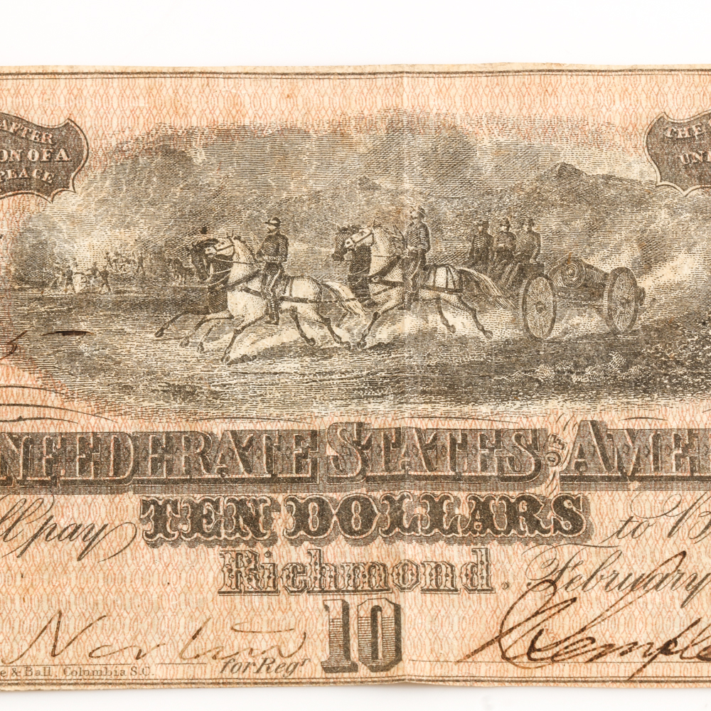Confederate States of America Ten Dollar Banknote