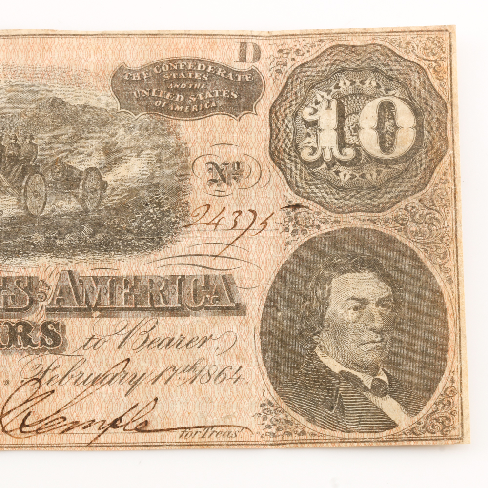 Confederate States of America Ten Dollar Banknote