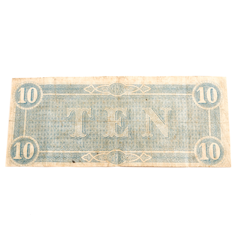Confederate States of America Ten Dollar Banknote