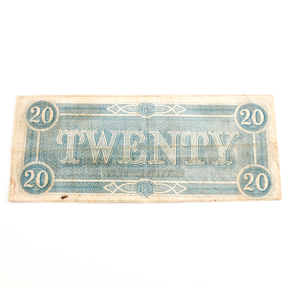 Confederate States of America Twenty Dollar Banknote
