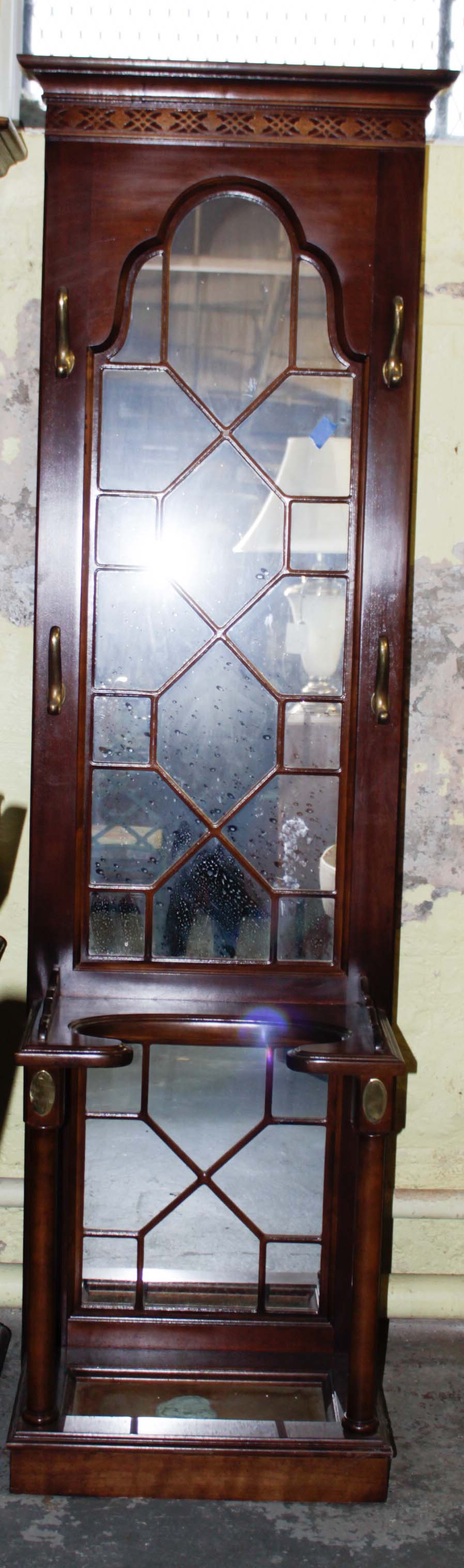 Vintage Chinoiserie Mirrored Hall Tree