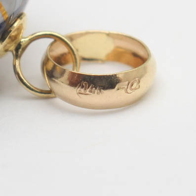 14K Yellow Gold Inlaid Stone Globe Pendant