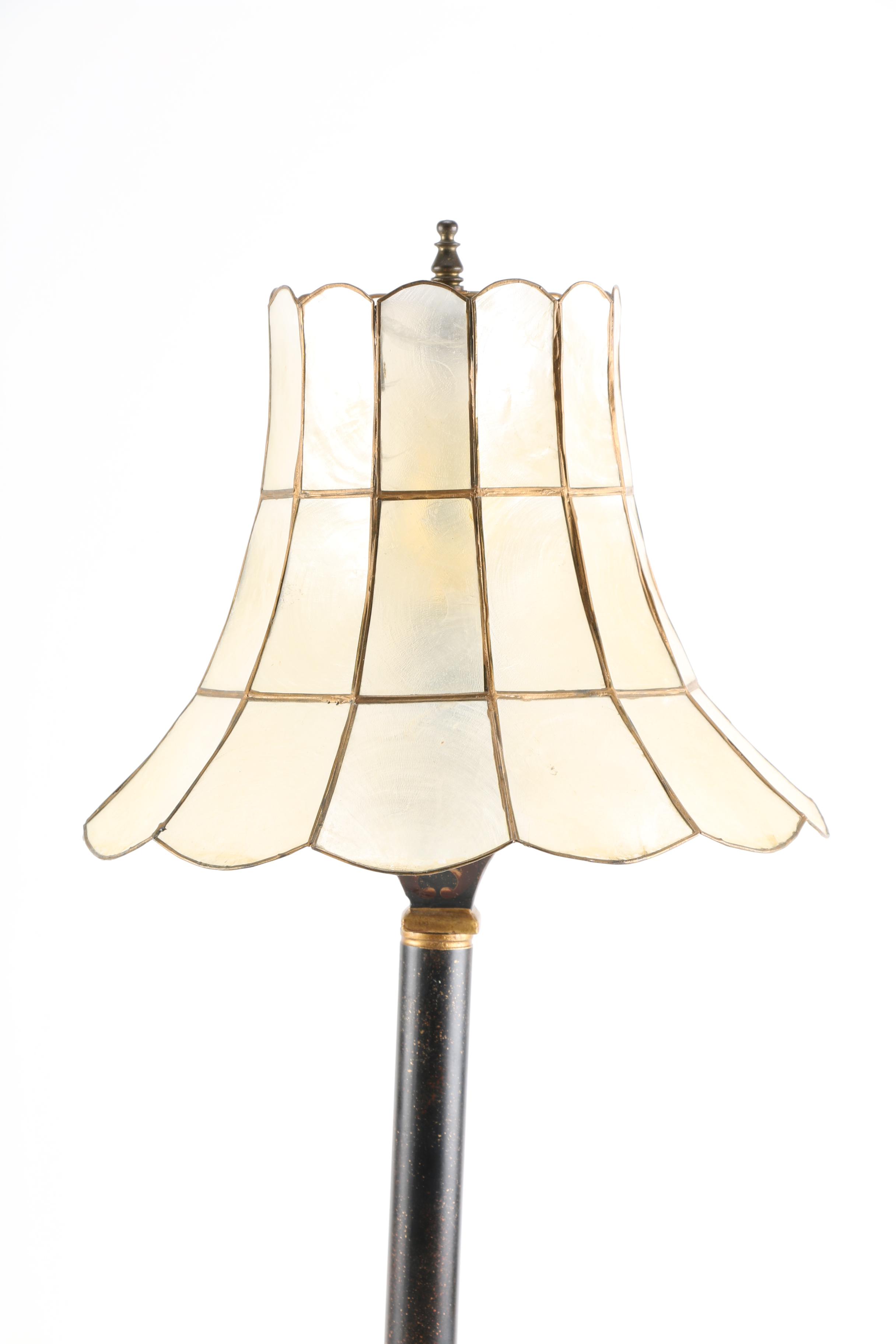 Ornate Table Lamp with Pearlescent Shade