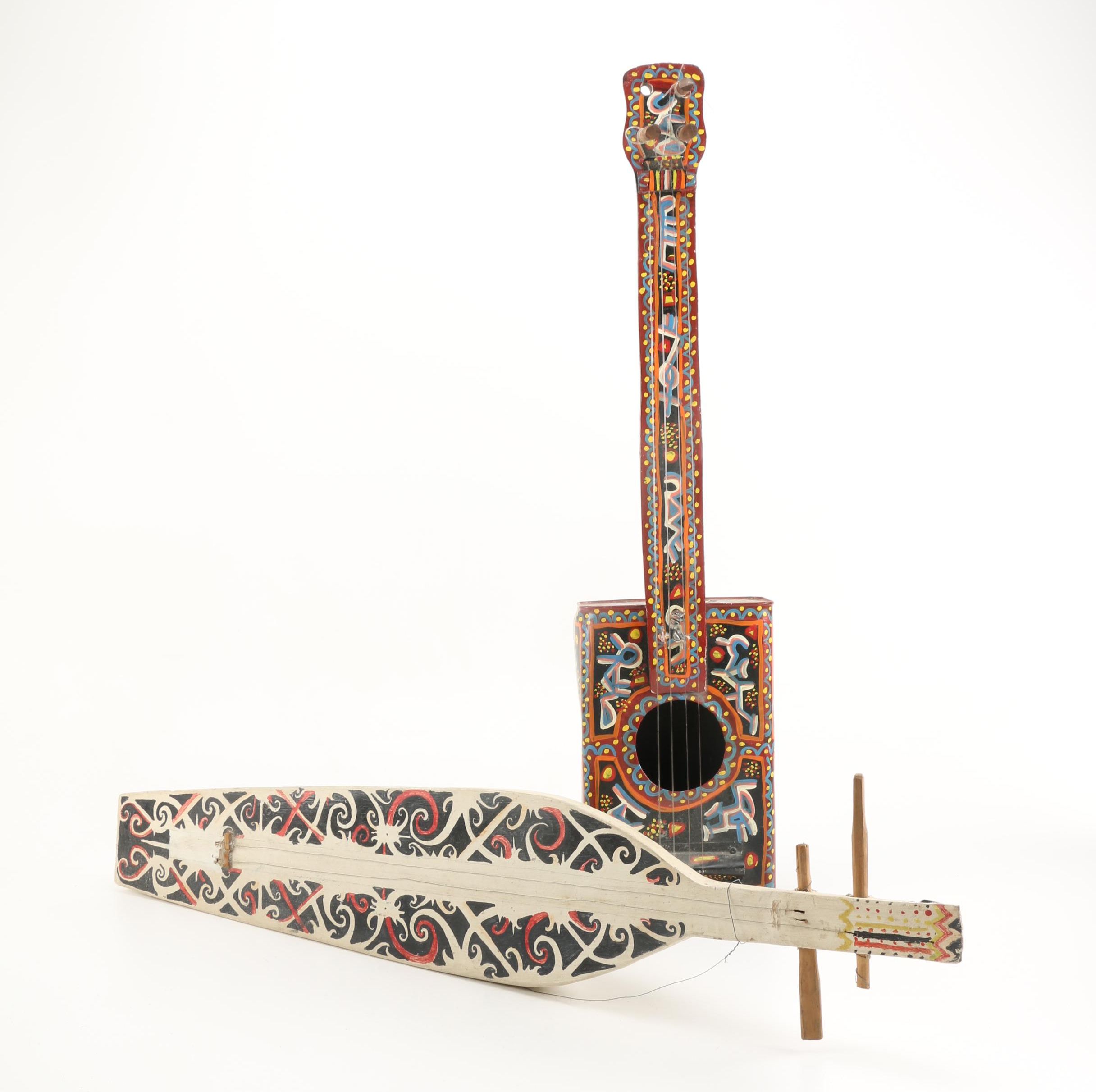 Handmade String Instruments Including Dayak Sapek From Indonesia